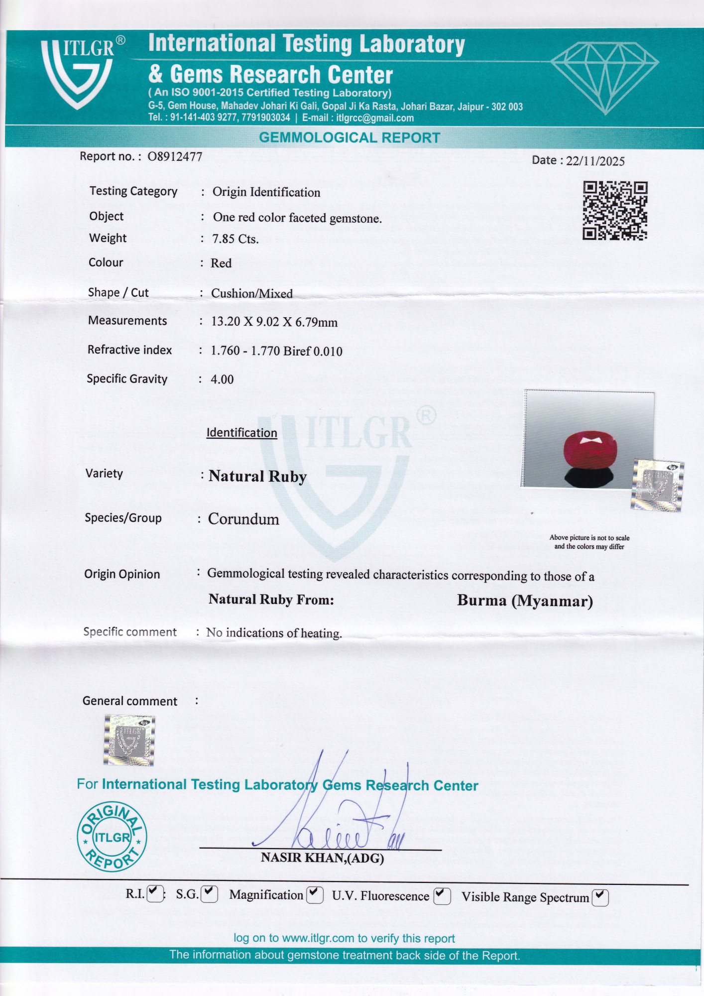 Ruby (Manik) - 7.85 Carat