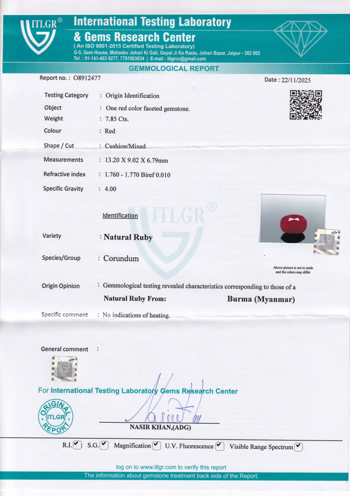 Ruby (Manik) - 7.86 Carat