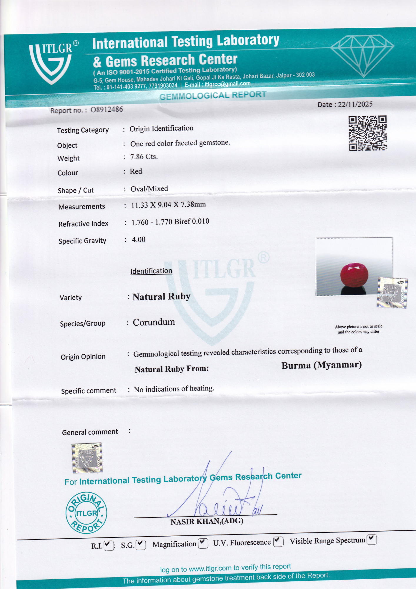 Ruby (Manik) - 7.86 Carat