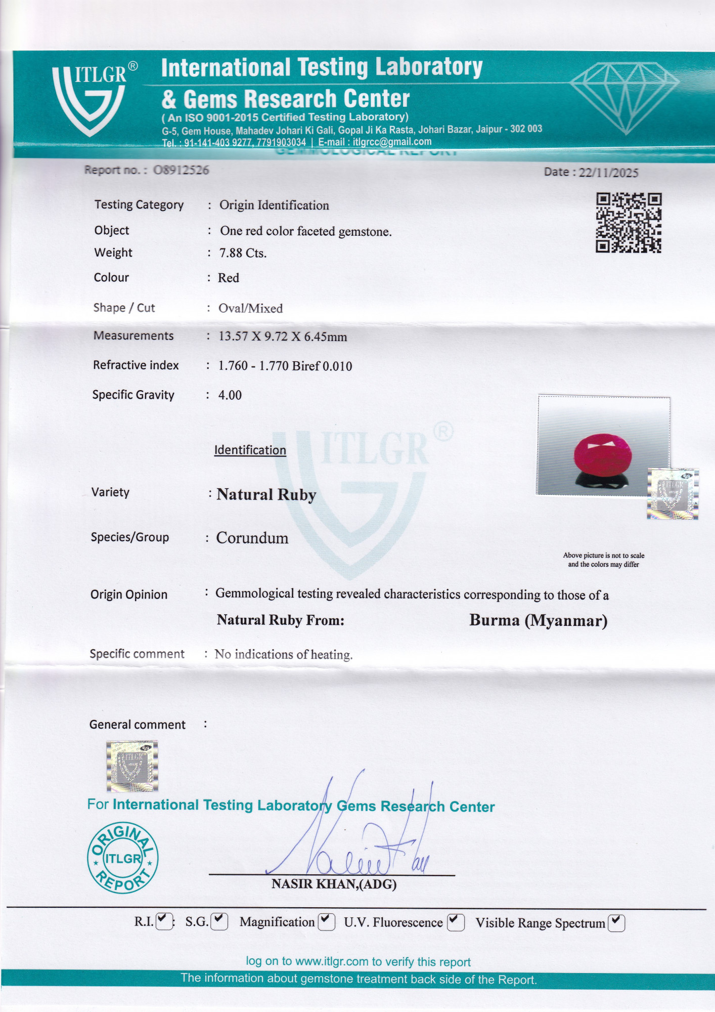 Ruby (Manik) - 7.88 Carat