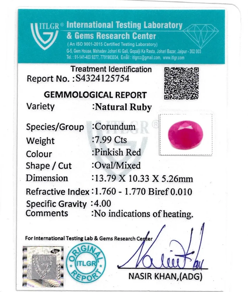 Ruby (Manik) - 7.99 Carat