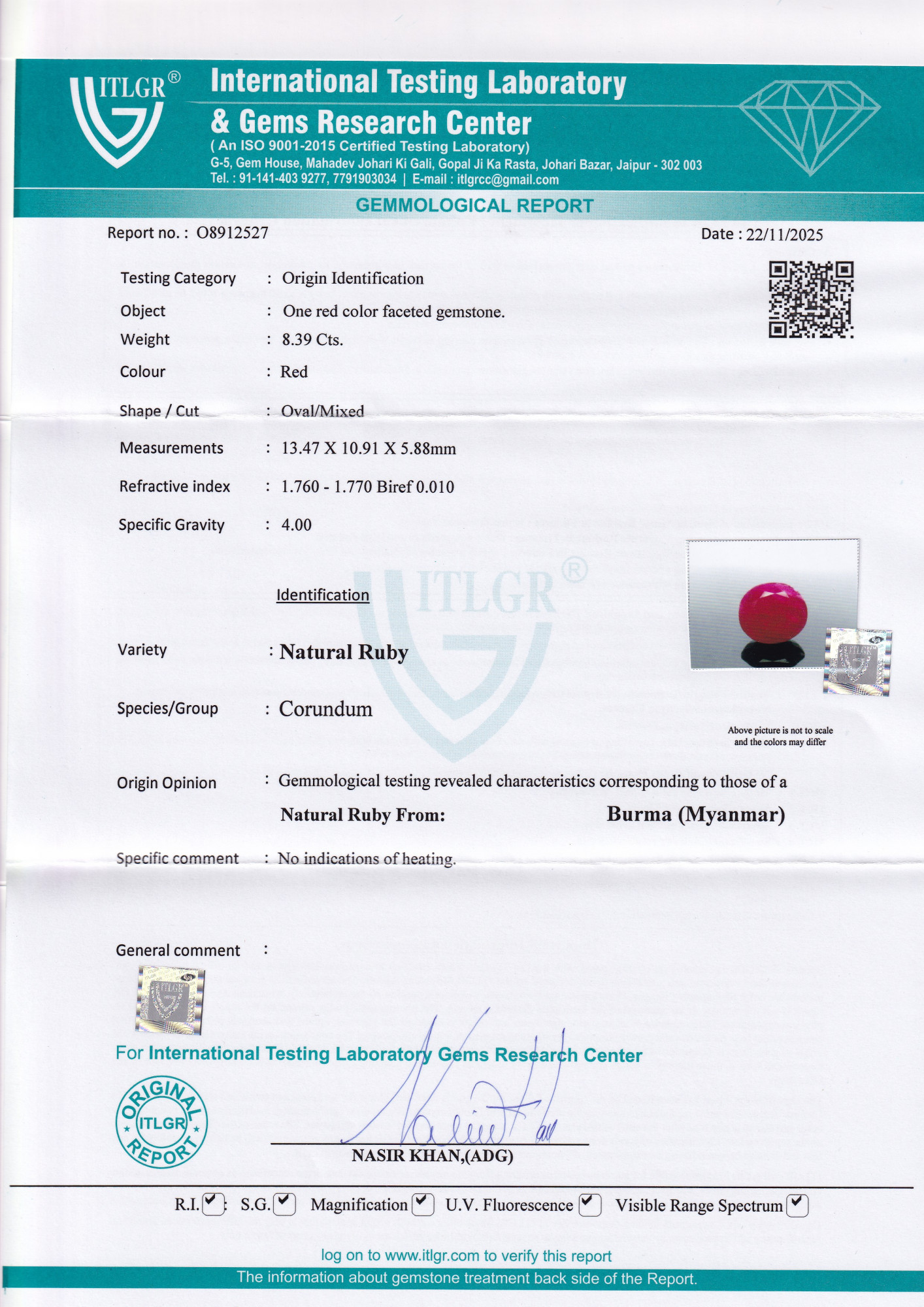 Ruby (Manik) - 8.39 Carat