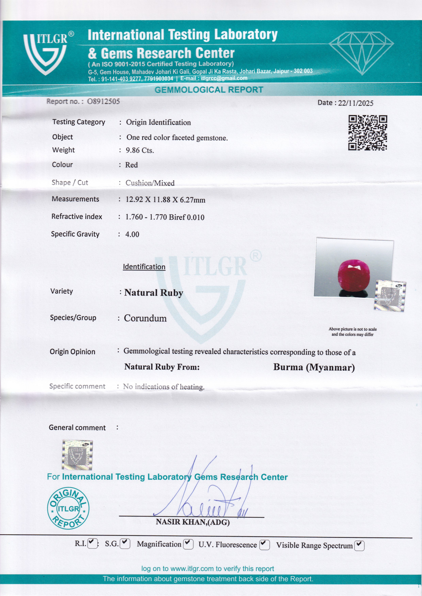 Ruby (Manik) - 9.86 Carat