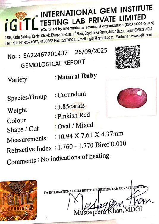 Natural Ruby - 3.85 Carat