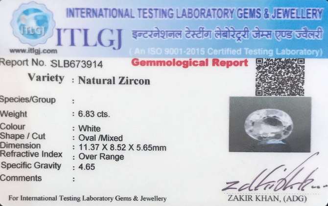 White Zircon - 6.83 Carat