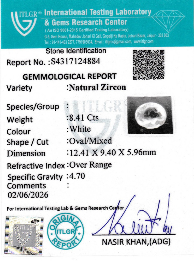 White Zircon - 8.41 Carat