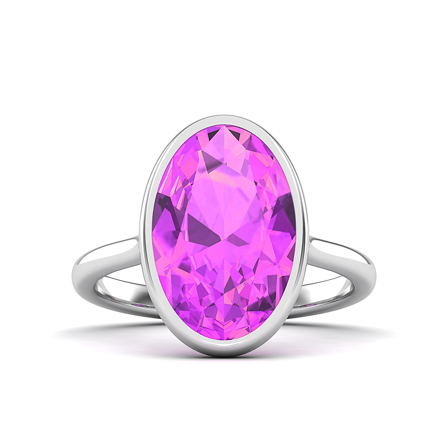 Sleek Shank Solitaire Pink sapphire ring