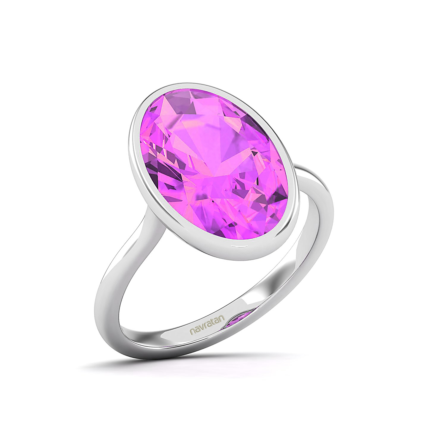 Sleek Shank Solitaire Pink sapphire ring