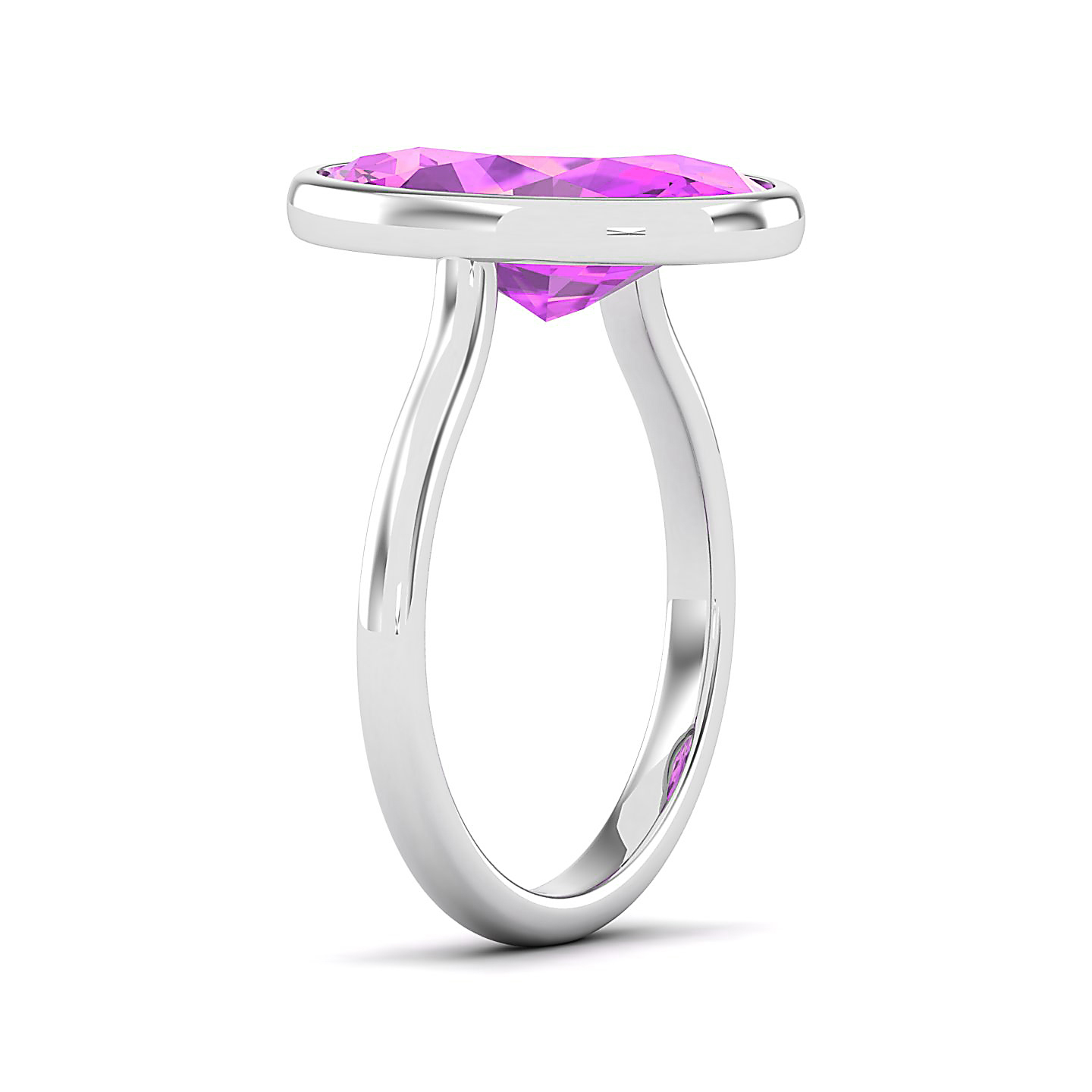 Sleek Shank Solitaire Pink sapphire ring