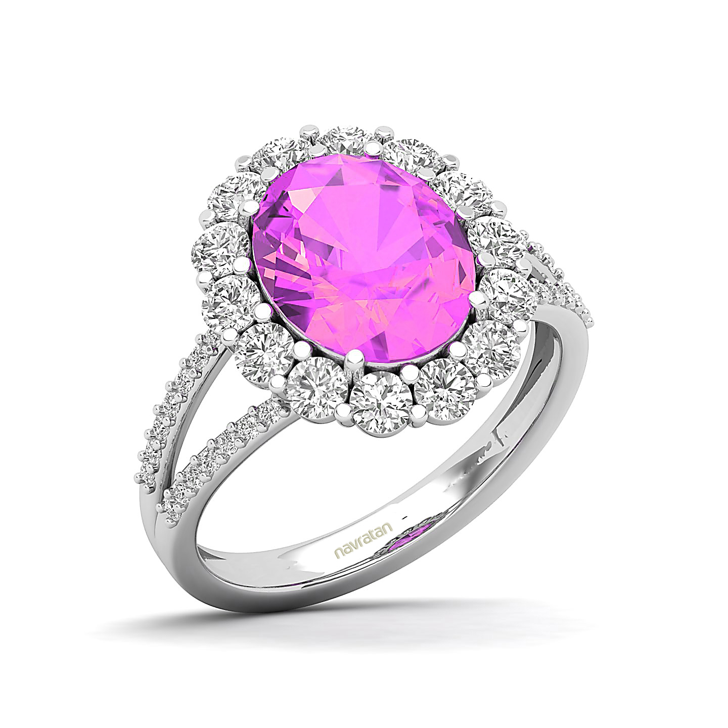 Split Shank Pink sapphire solitaire ring