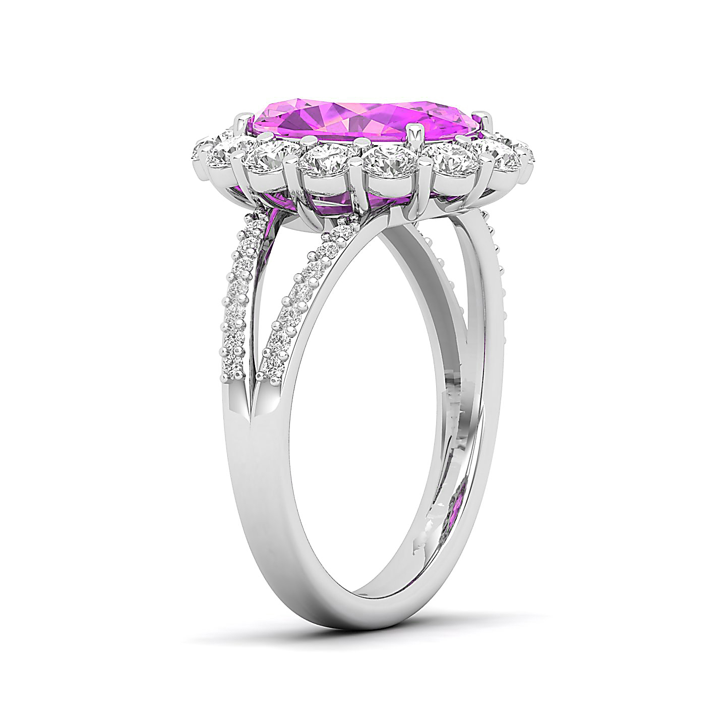 Split Shank Pink sapphire solitaire ring