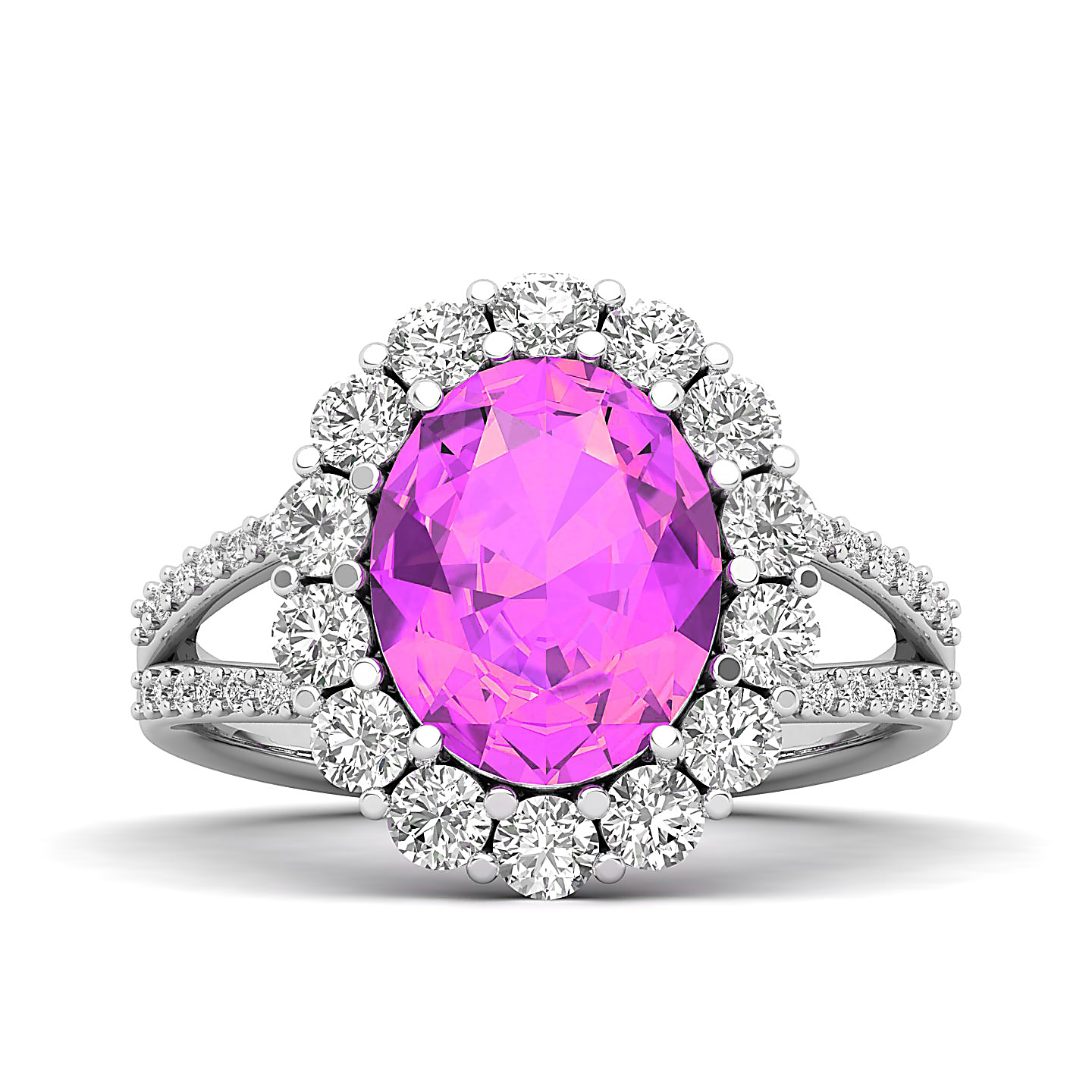 Split Shank Pink sapphire solitaire ring