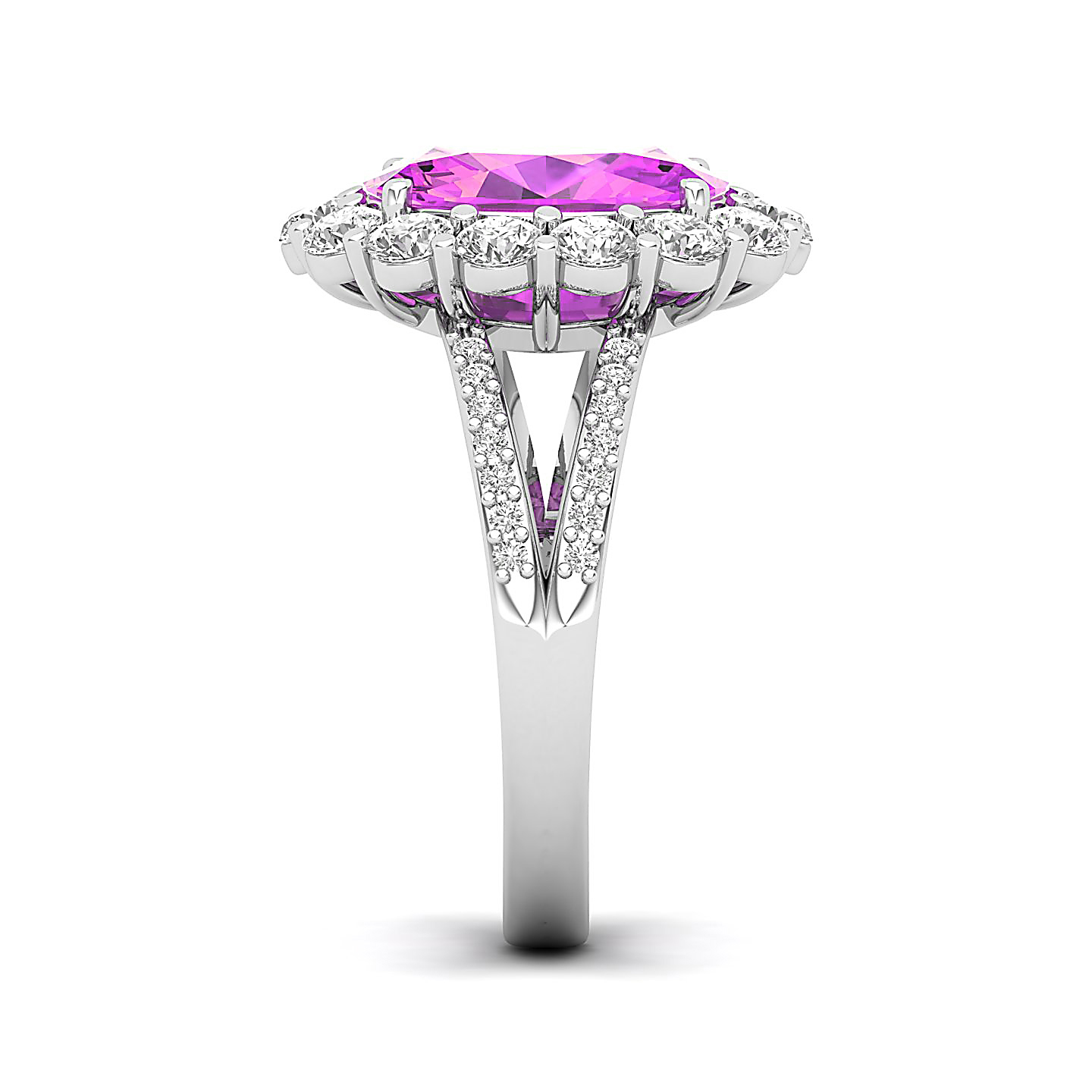 Split Shank Pink sapphire solitaire ring