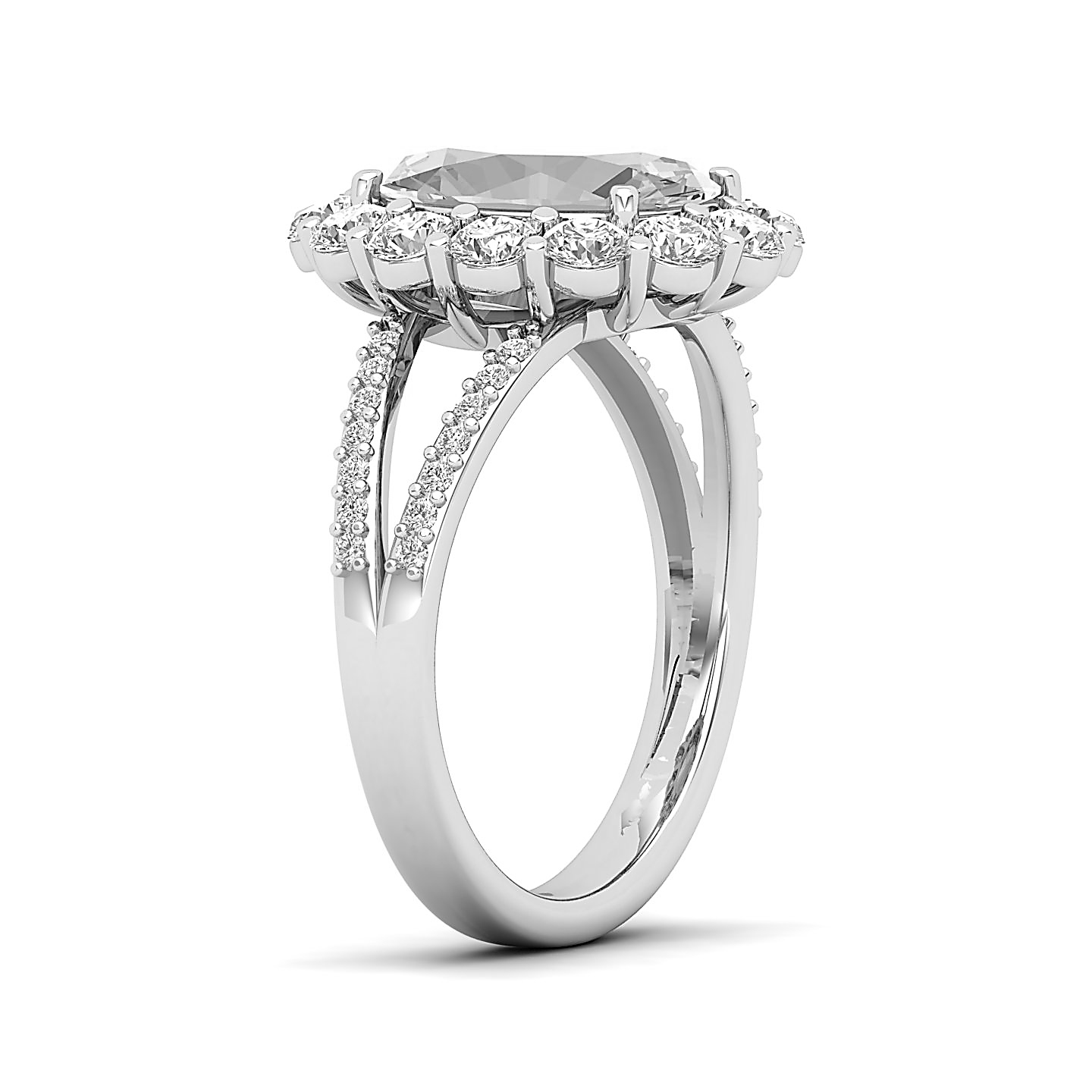 Split Shank White sapphire solitaire ring