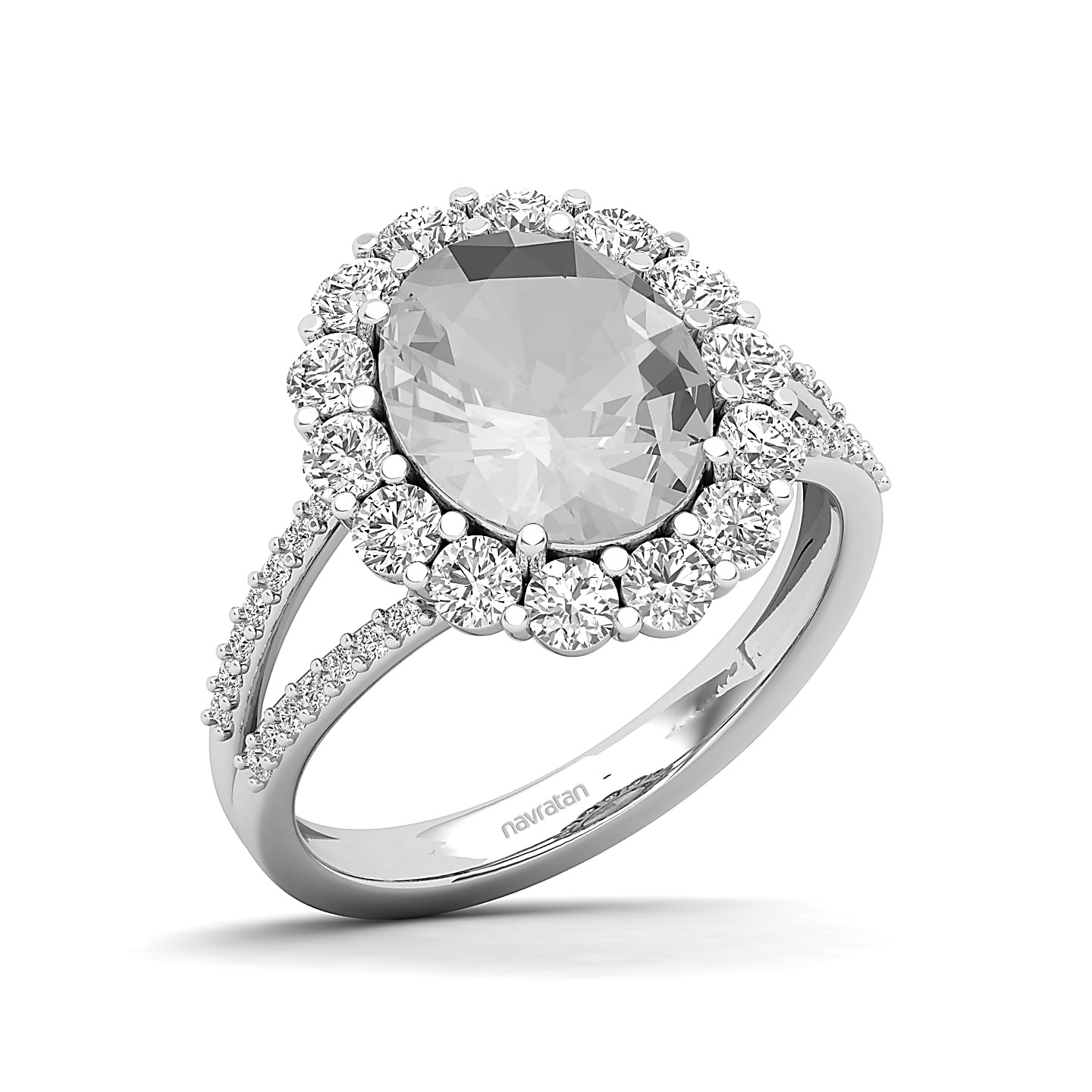 Split Shank White sapphire solitaire ring