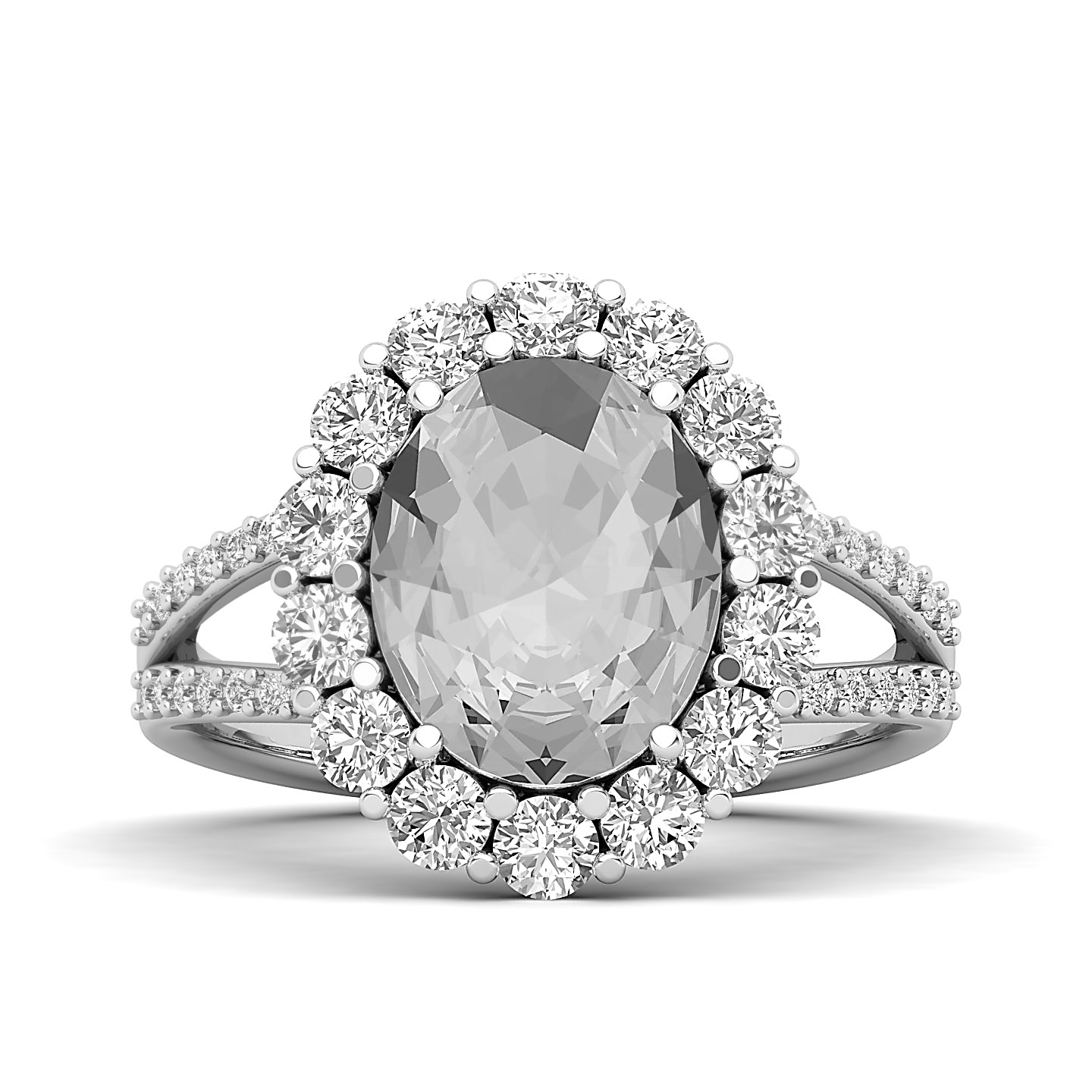 Split Shank White sapphire solitaire ring