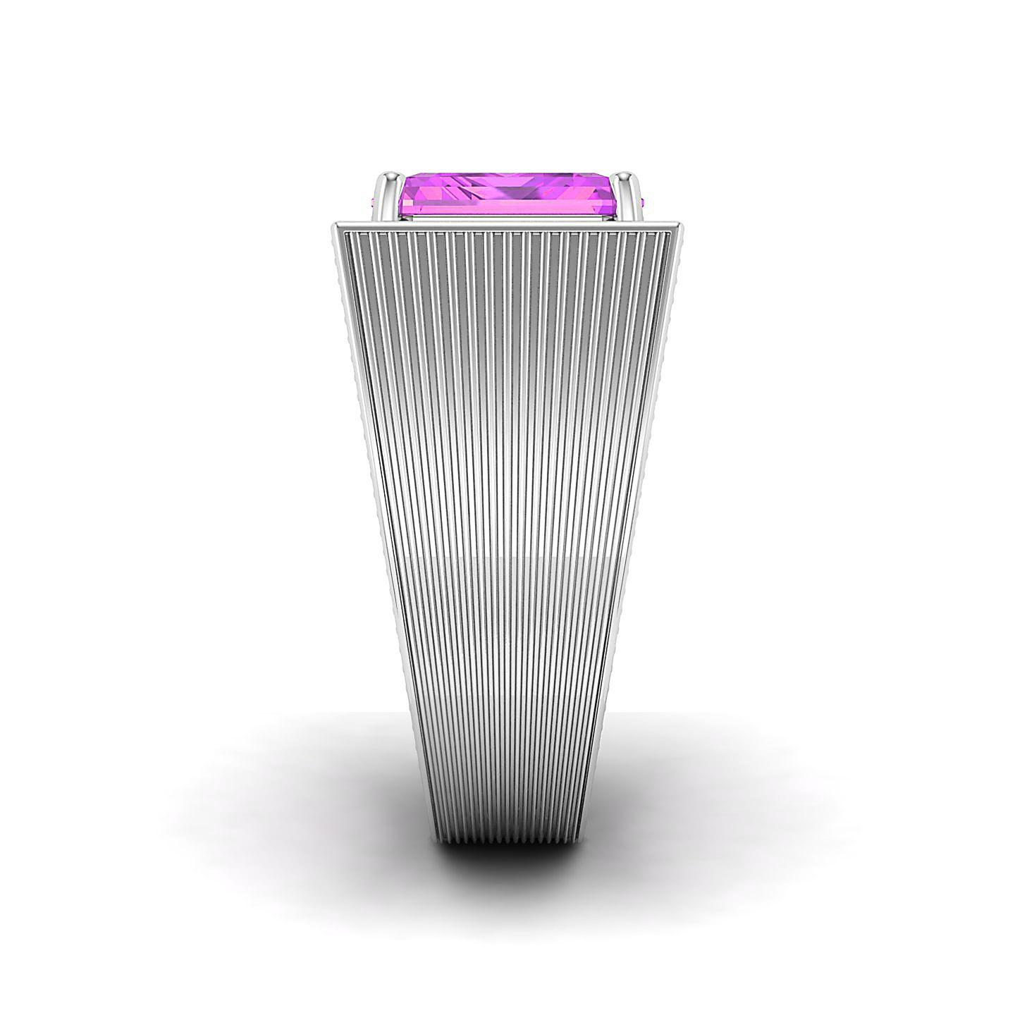 Striped Design Art Deco Pink Sapphire Ring