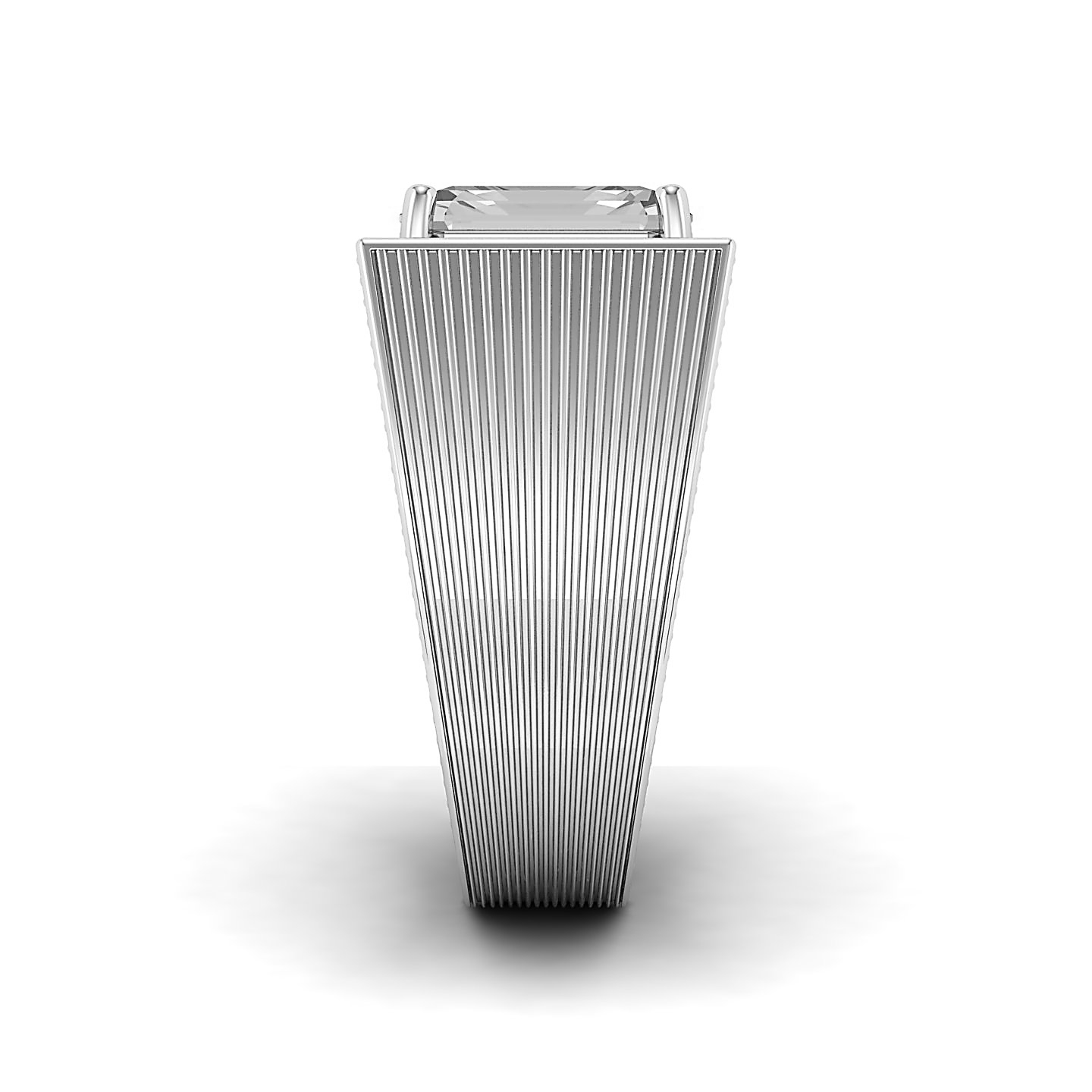 Striped Design Art Deco White Sapphire Ring