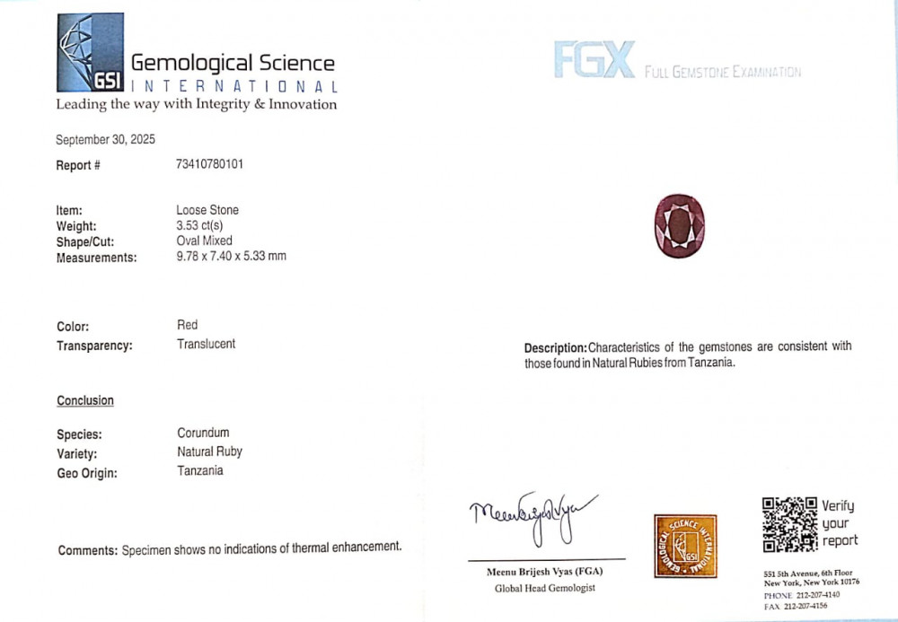 Tanzania Natural Ruby -  3.53 Carat