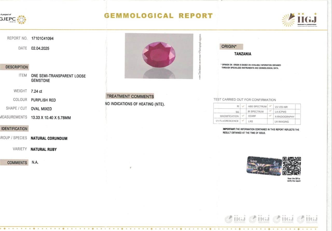 Tanzania Natural Ruby -  7.24 Carat
