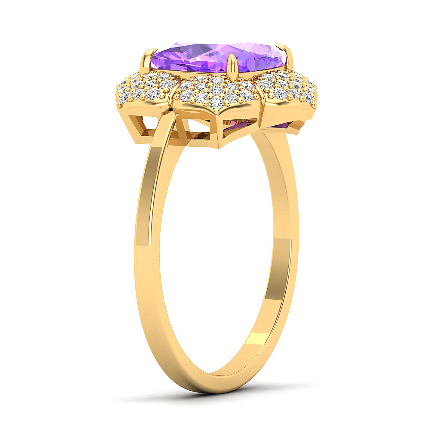 The Daisy Cluster Amethyst Ring
