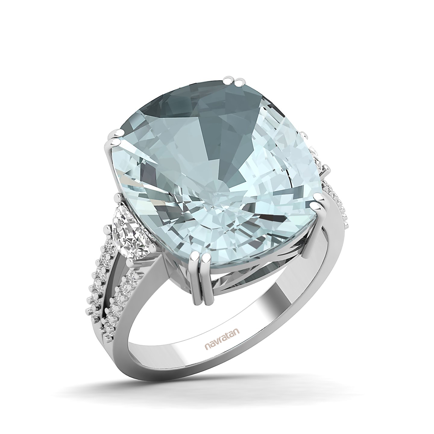 The Dazzling Prong Aquamarine Ring
