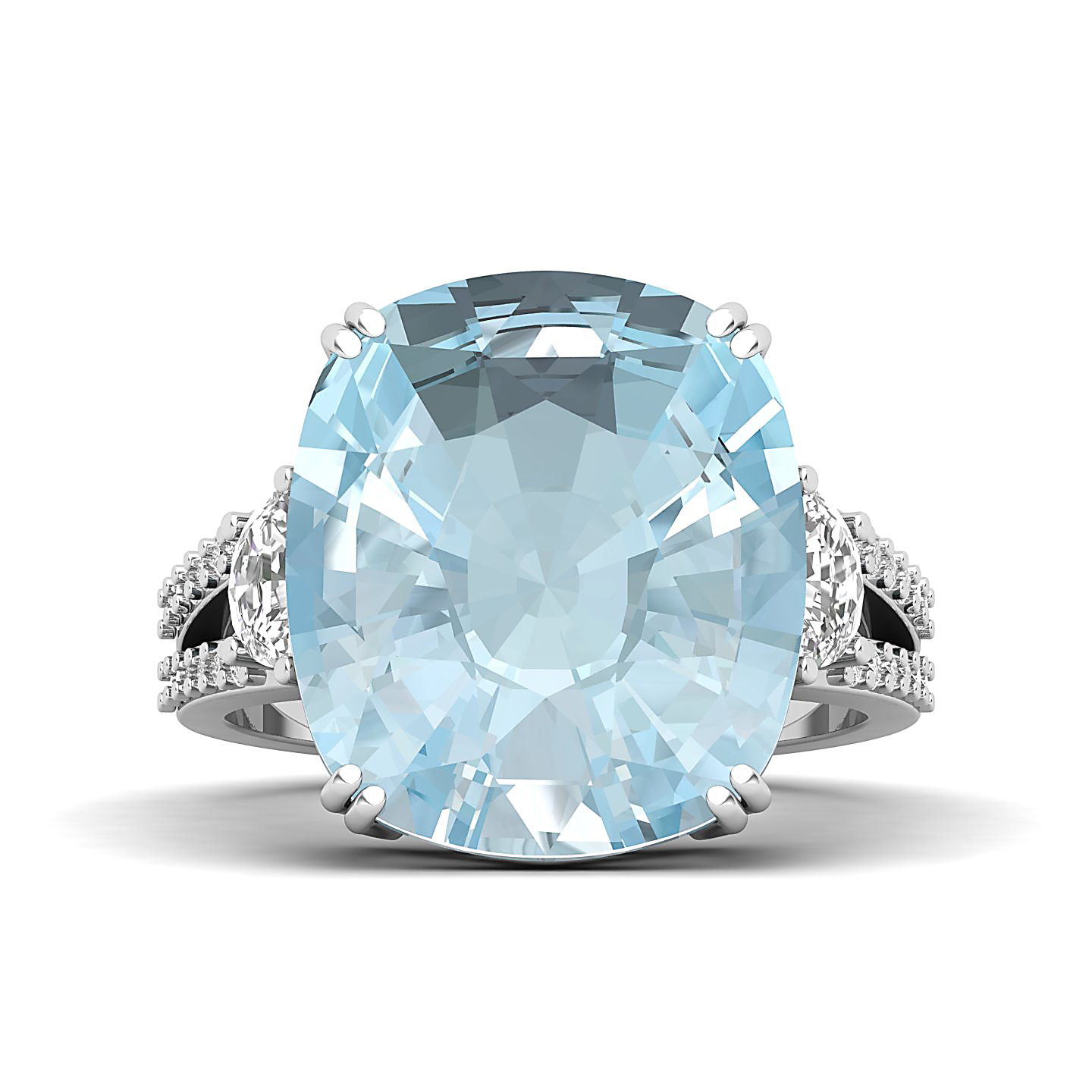 The Dazzling Prong Aquamarine Ring