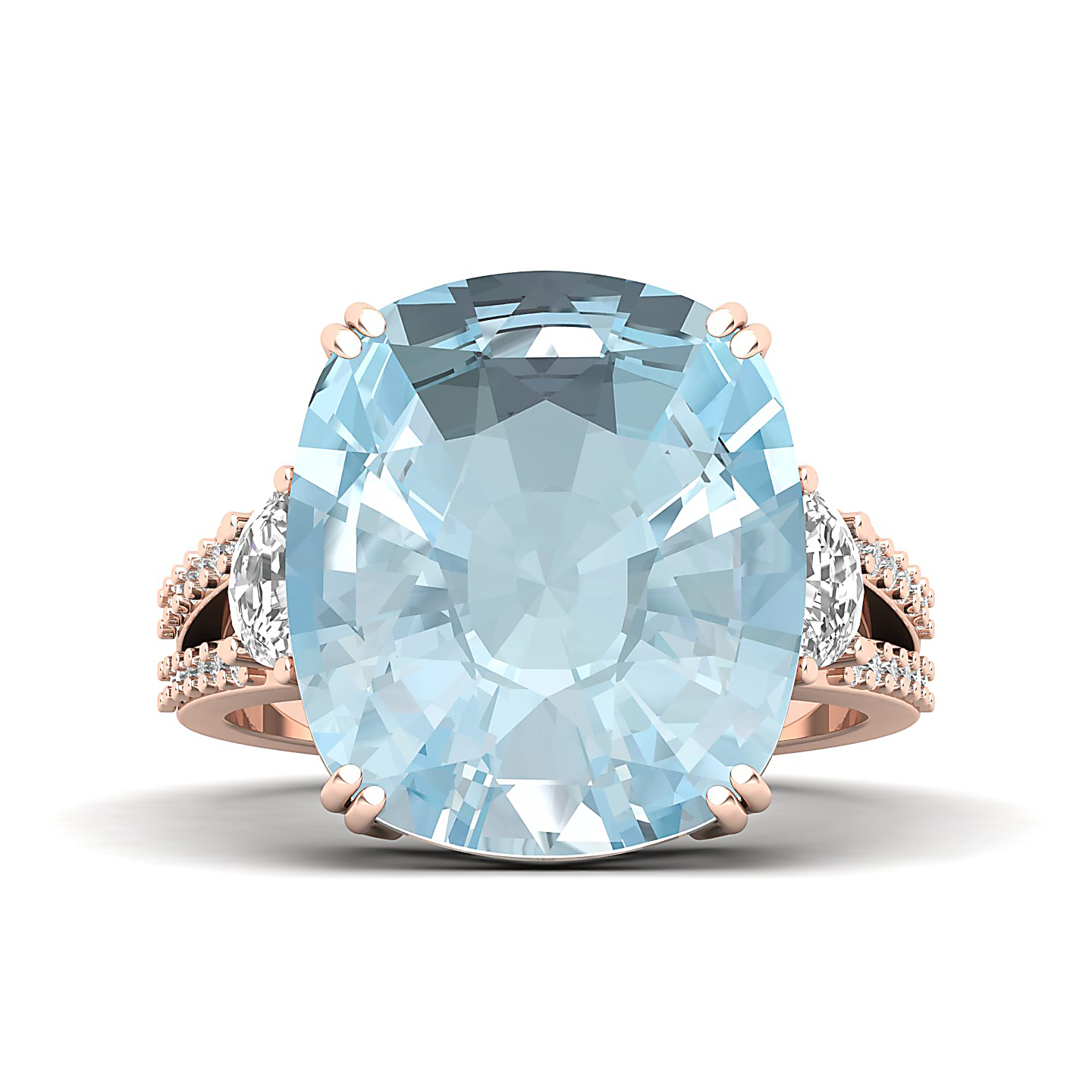 The Dazzling Prong Aquamarine Ring