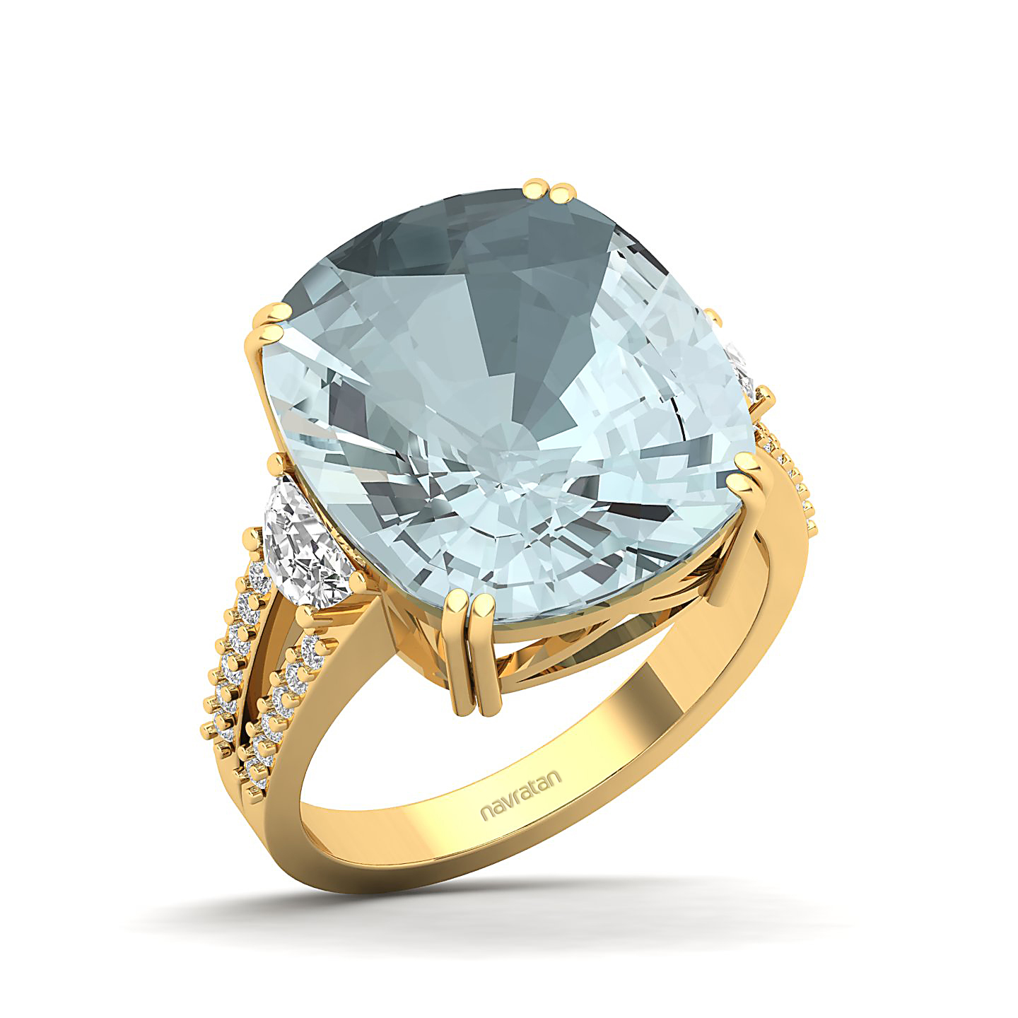 The Dazzling Prong Aquamarine Ring