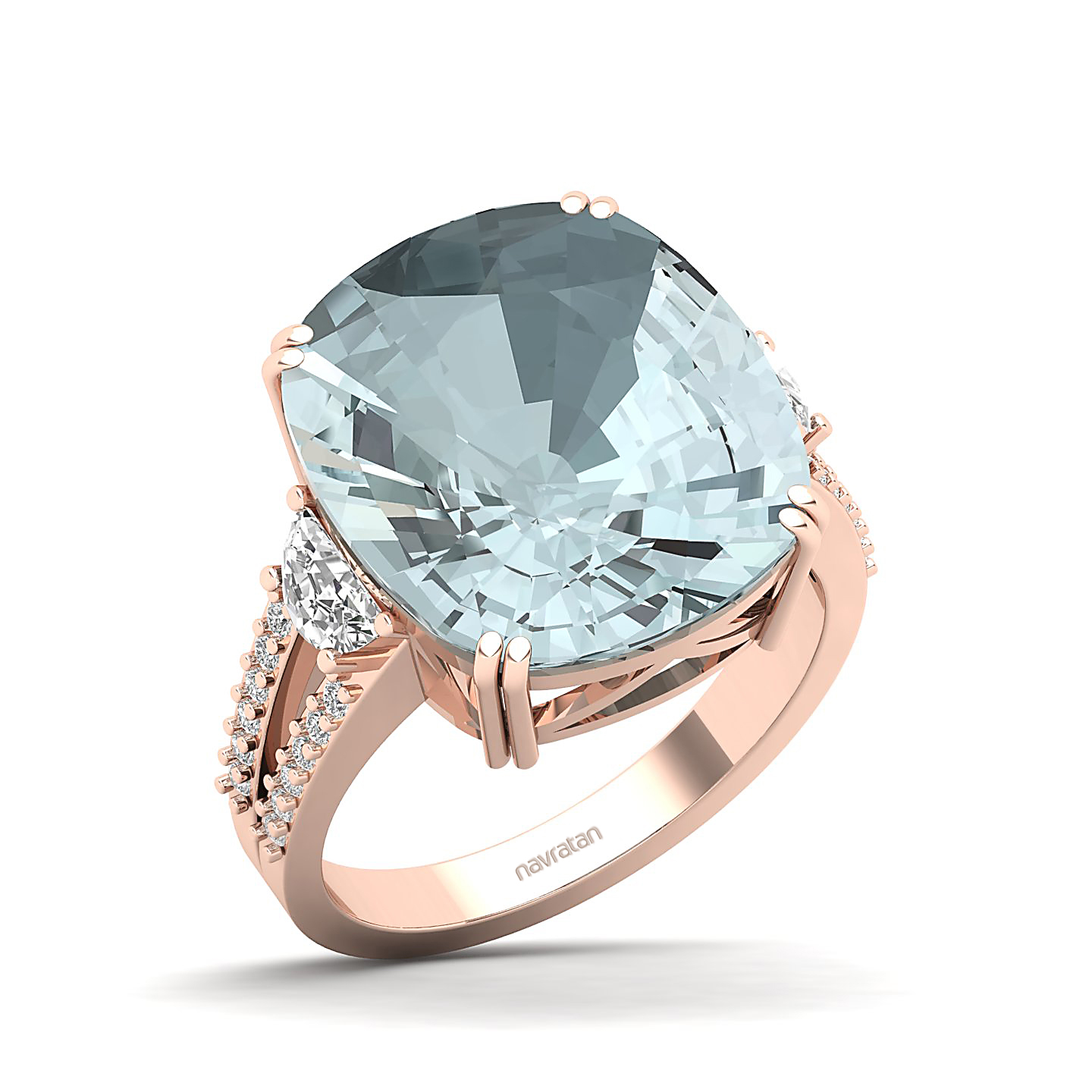 The Dazzling Prong Aquamarine Ring