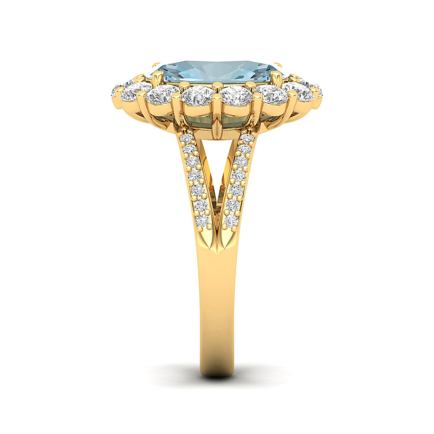 The Diamond Crown Aquamarine Gold Ring