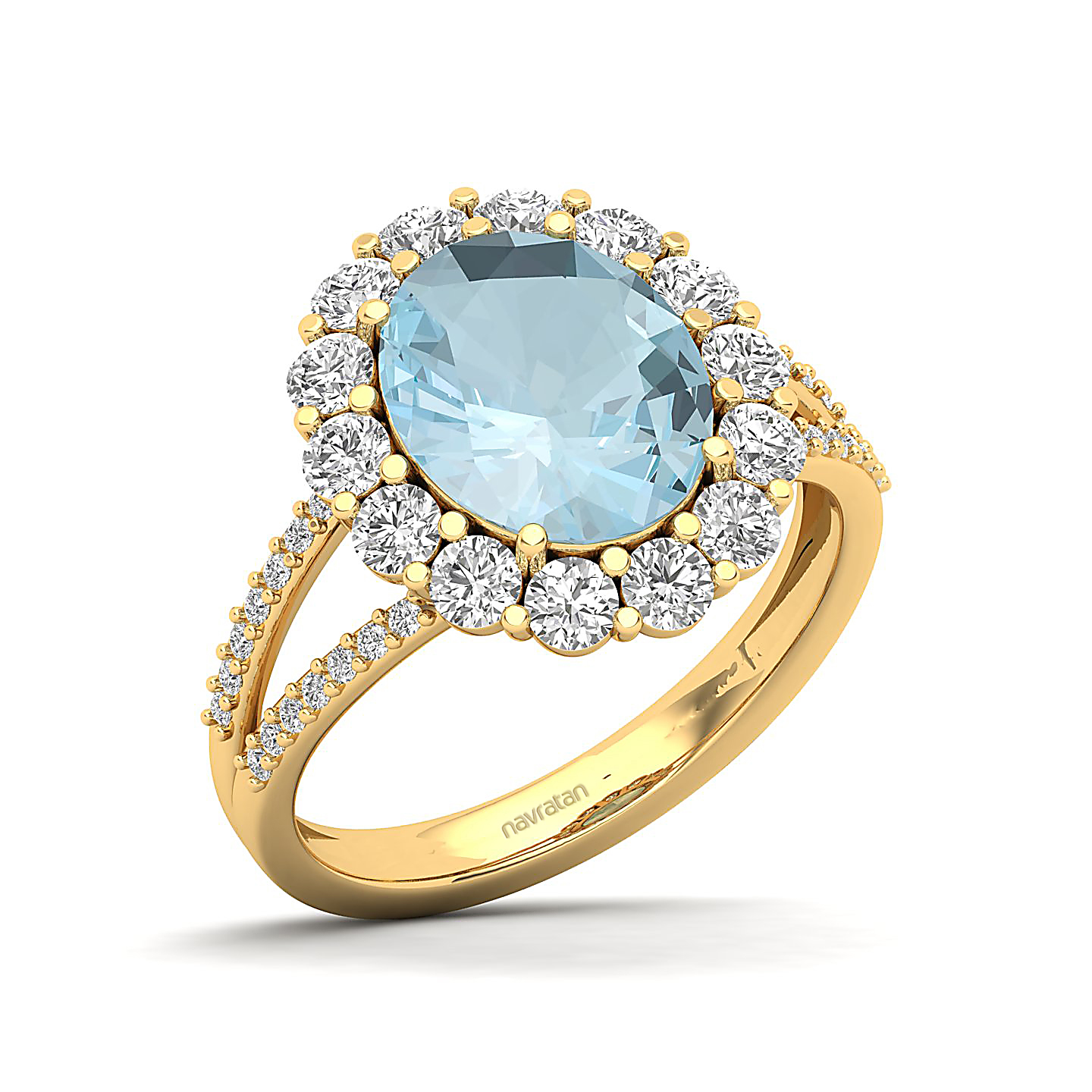 The Diamond Crown Aquamarine Gold Ring