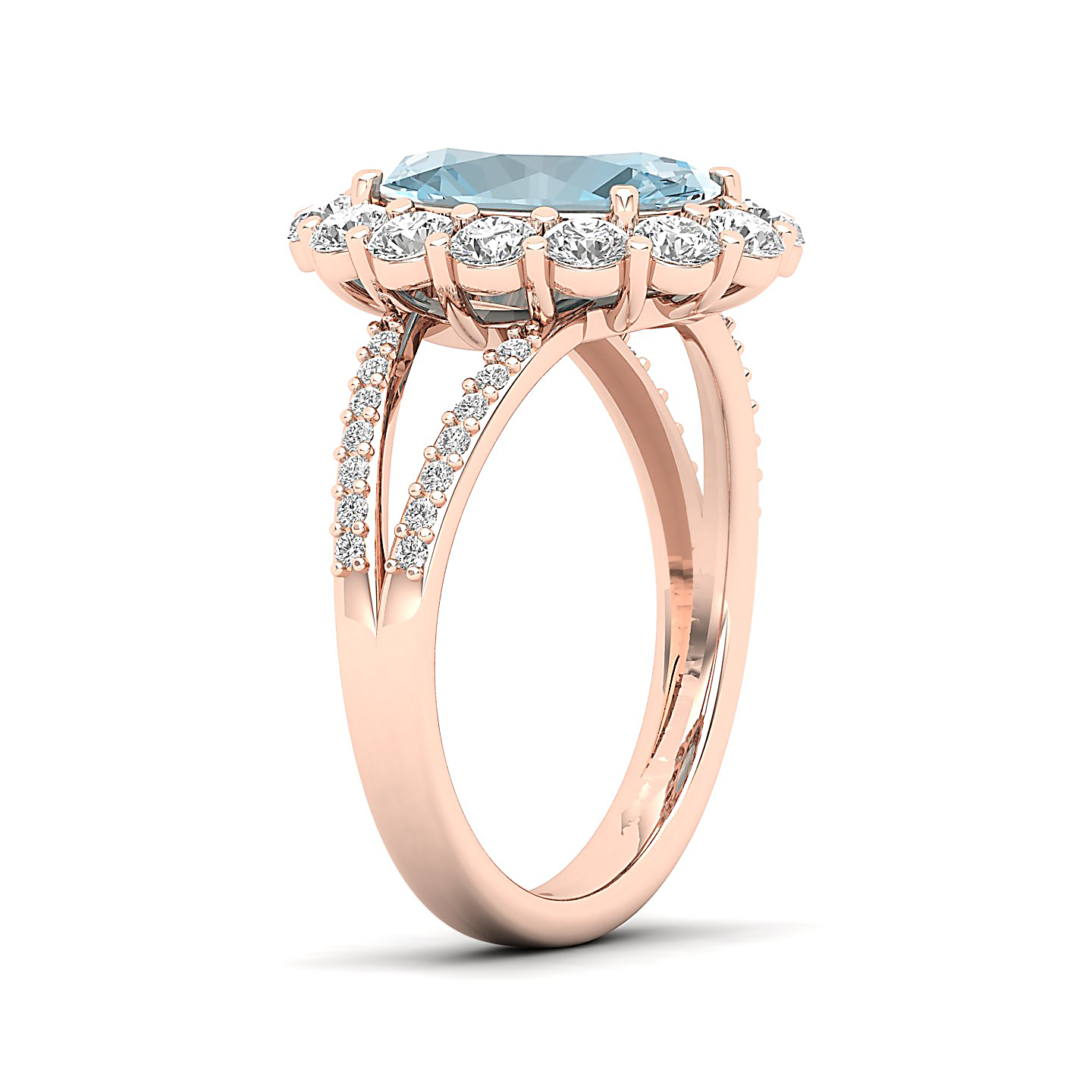 The Diamond Crown Aquamarine Gold Ring