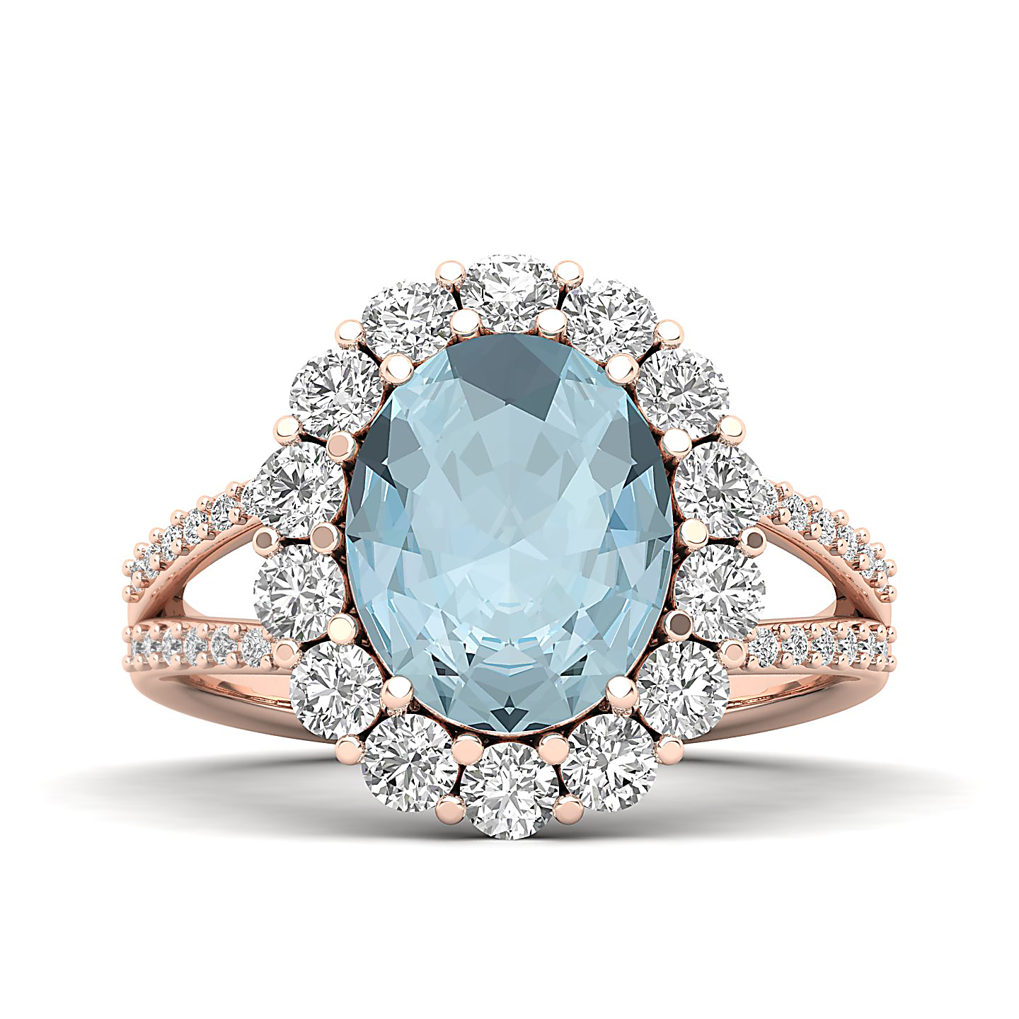 The Diamond Crown Aquamarine Gold Ring