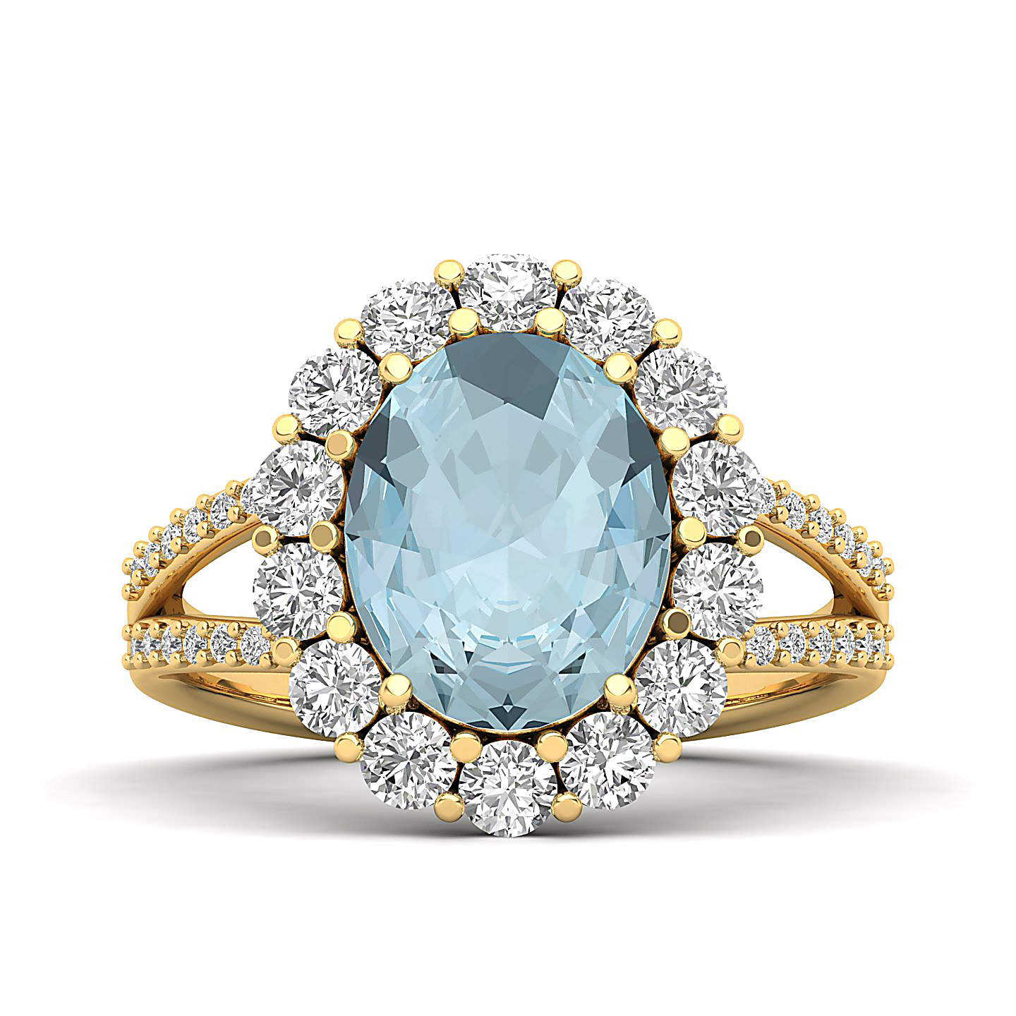 The Diamond Crown Aquamarine Gold Ring