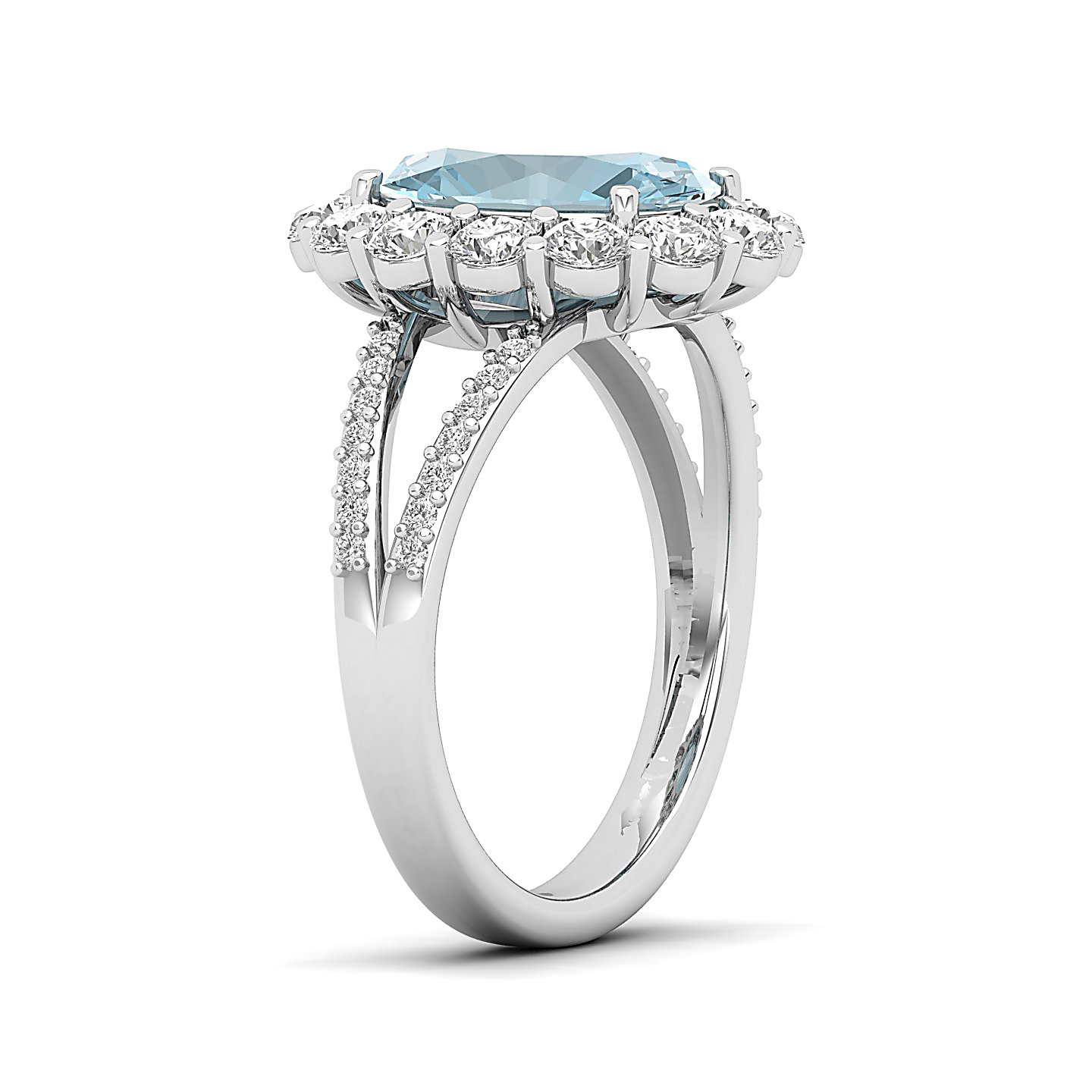 The Diamond Crown Aquamarine Gold Ring
