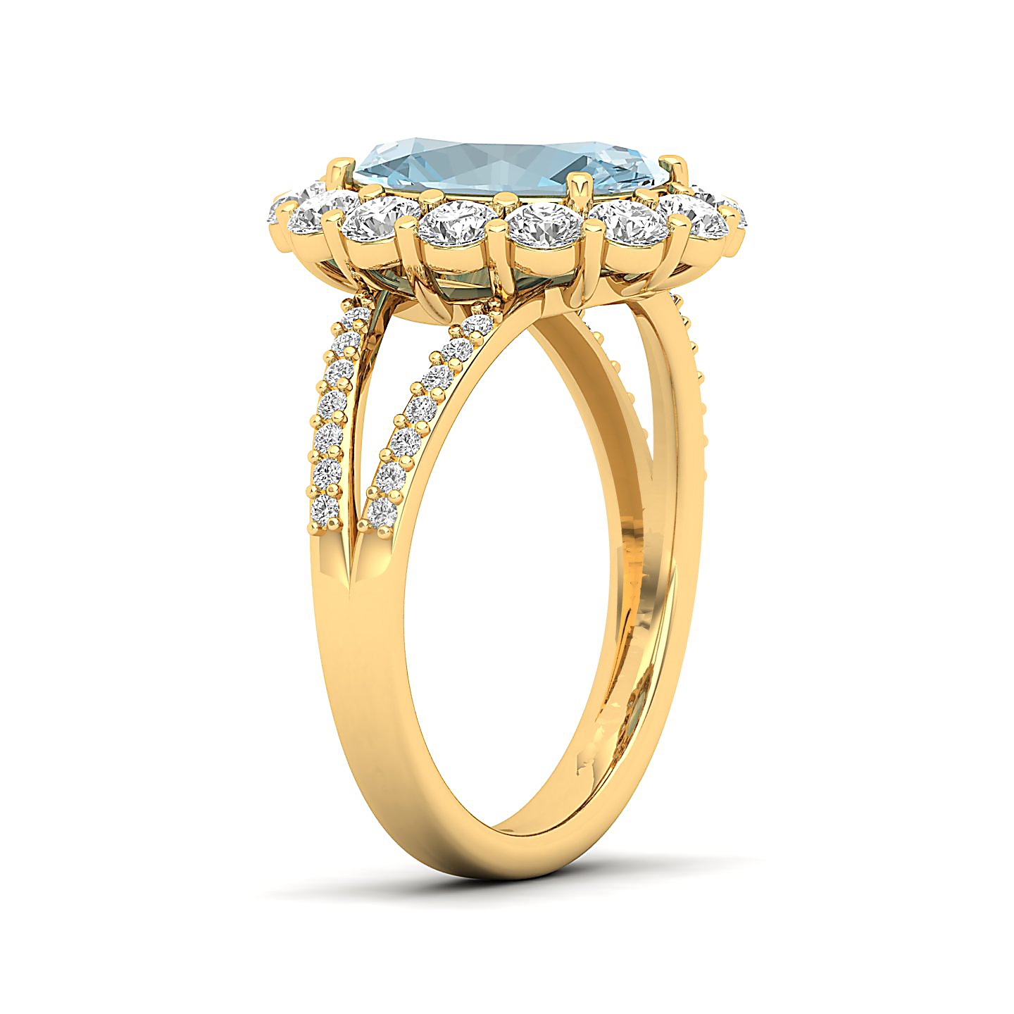 The Diamond Crown Aquamarine Gold Ring