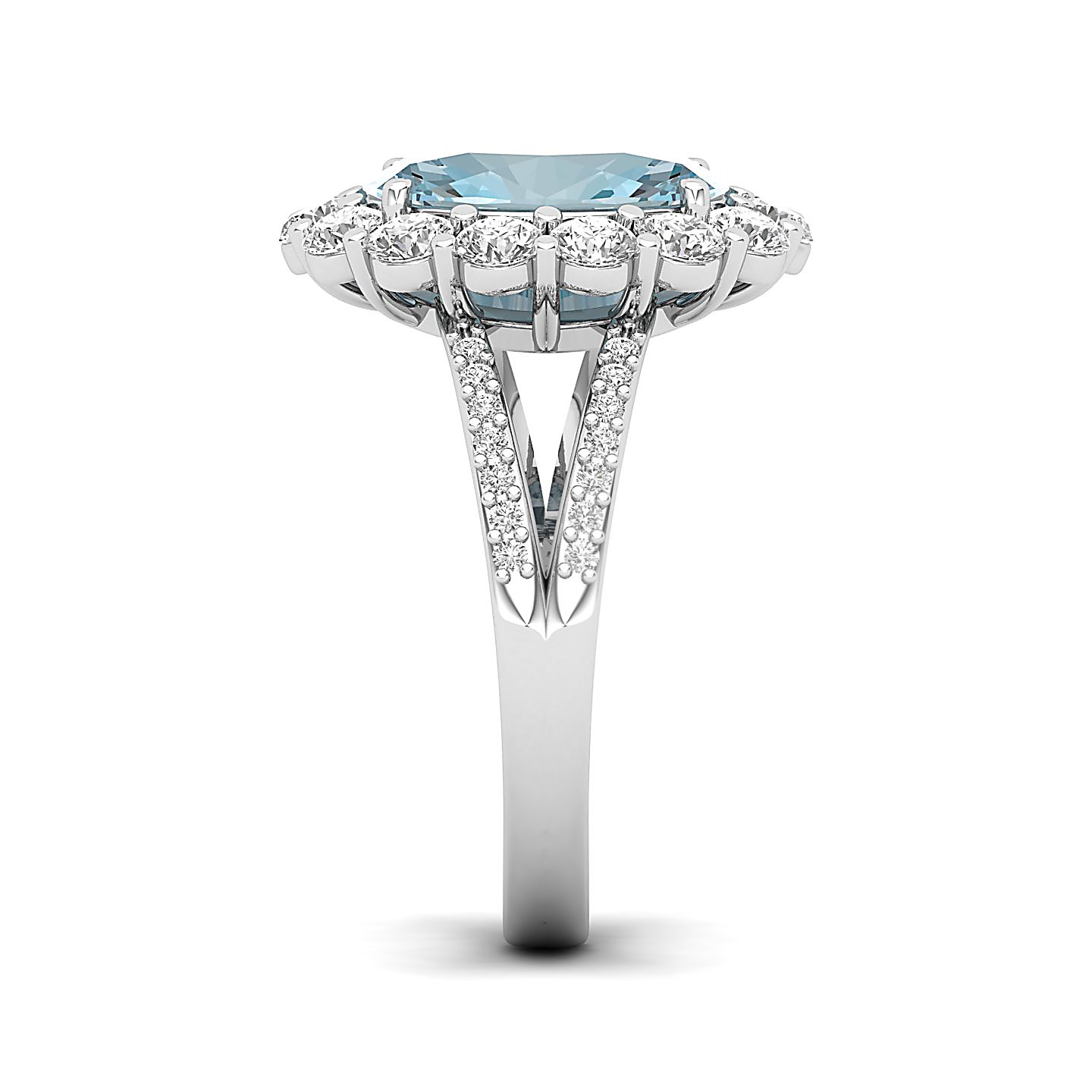 The Diamond Crown Aquamarine Gold Ring