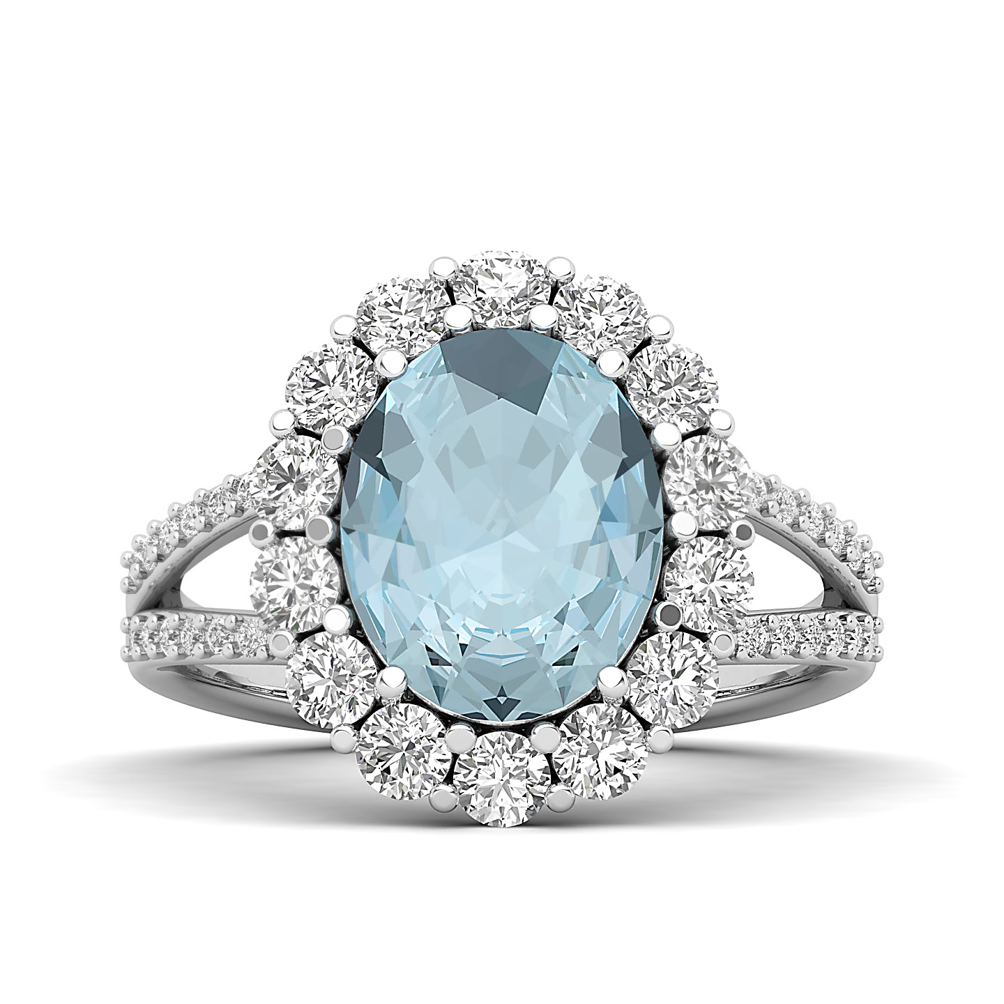 The Diamond Crown Aquamarine Gold Ring