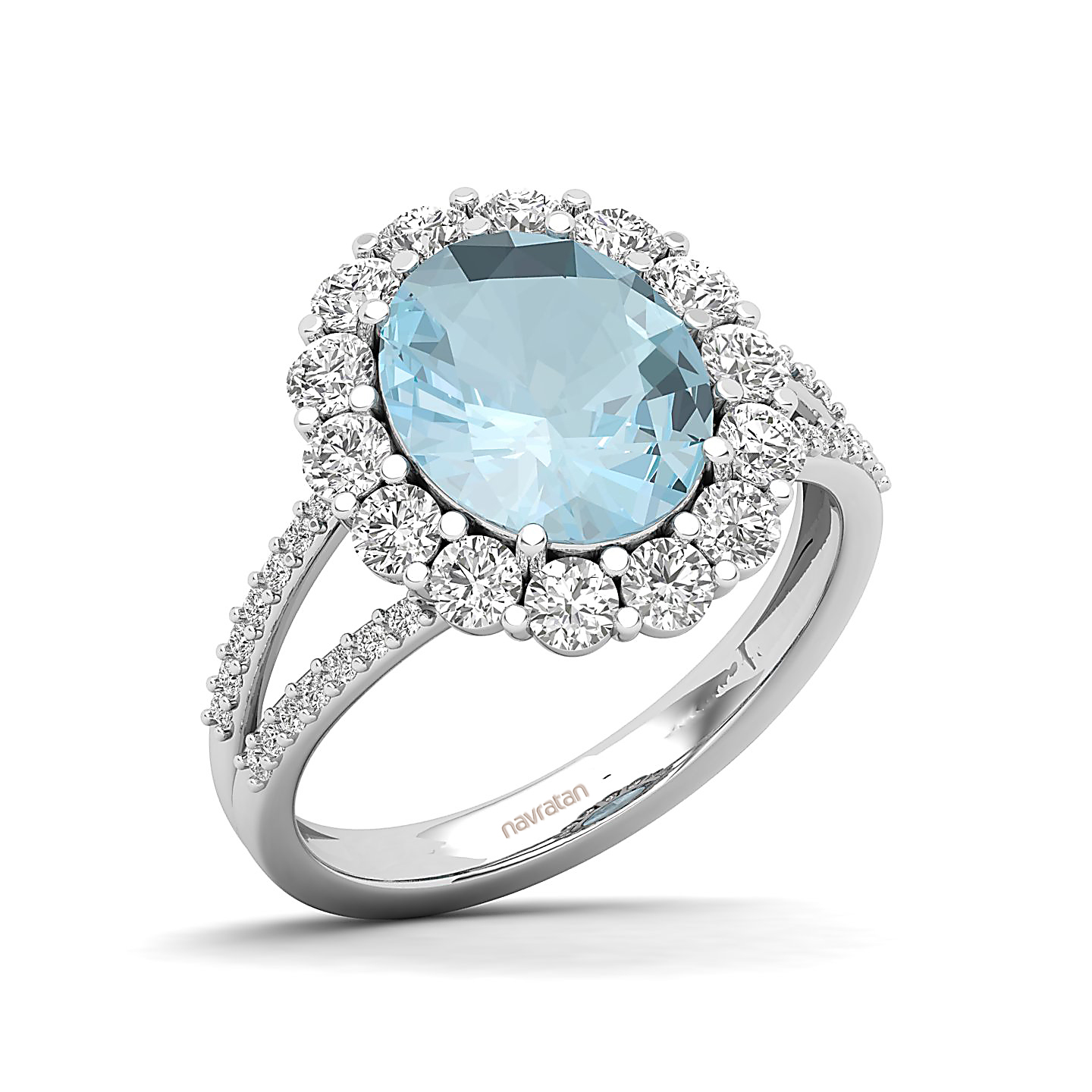 The Diamond Crown Aquamarine Gold Ring