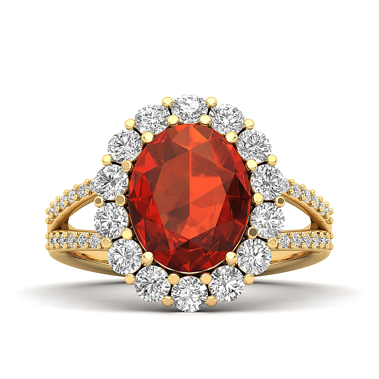 The Diamond Crown Hessonite Gold Ring