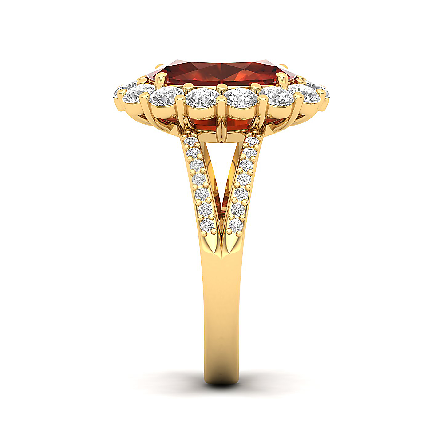 The Diamond Crown Hessonite Gold Ring
