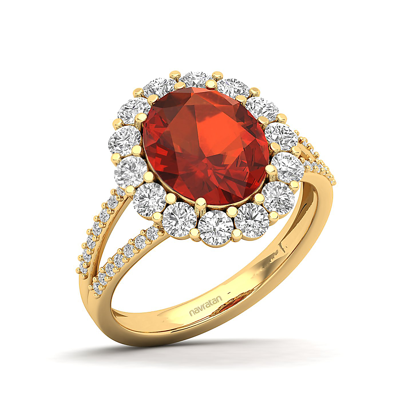 The Diamond Crown Hessonite Gold Ring