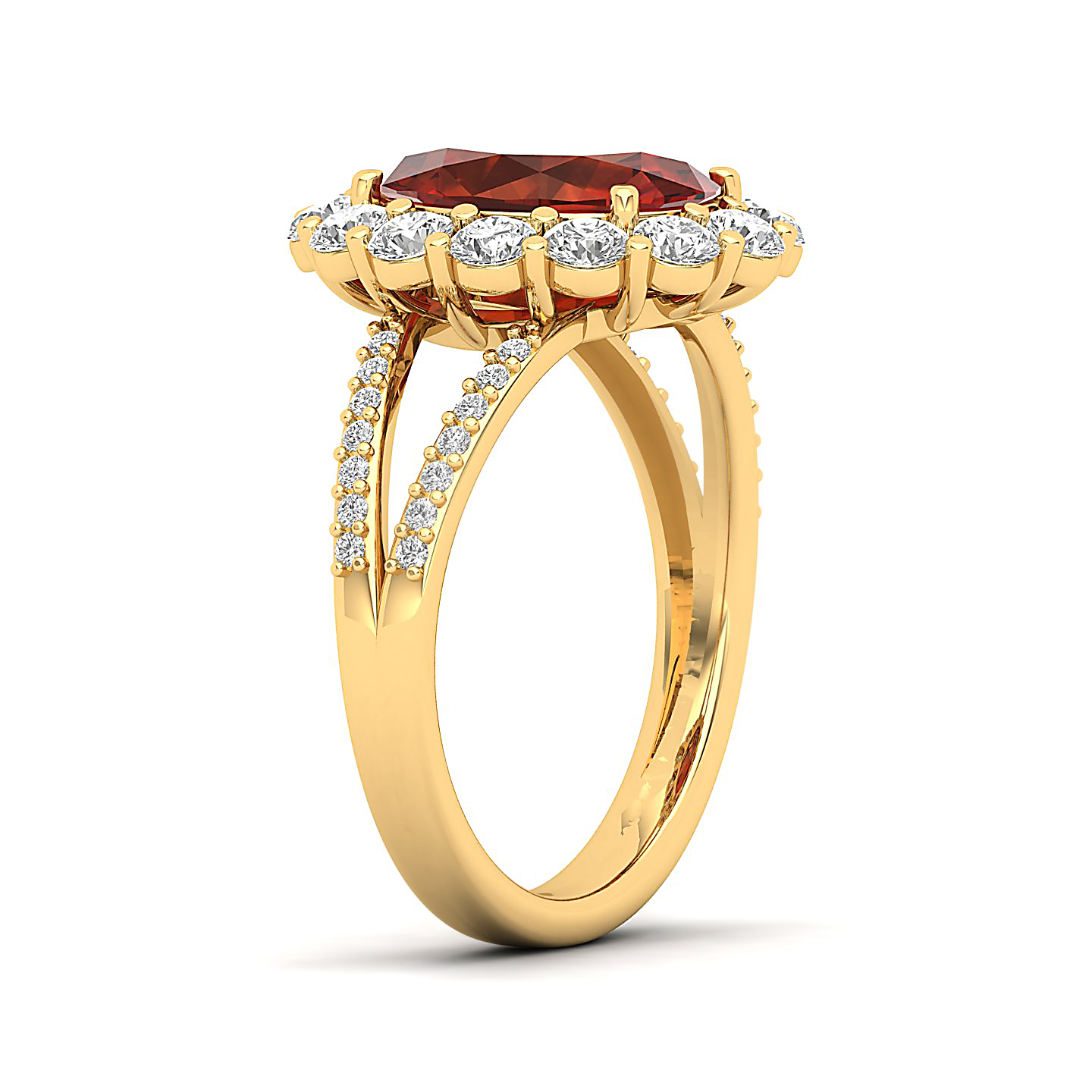 The Diamond Crown Hessonite Gold Ring