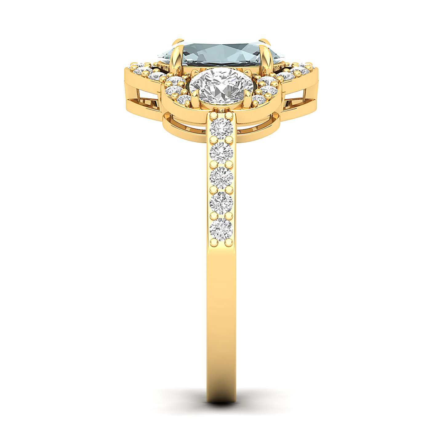 The Extravagant Cluster Aquamarine Ring