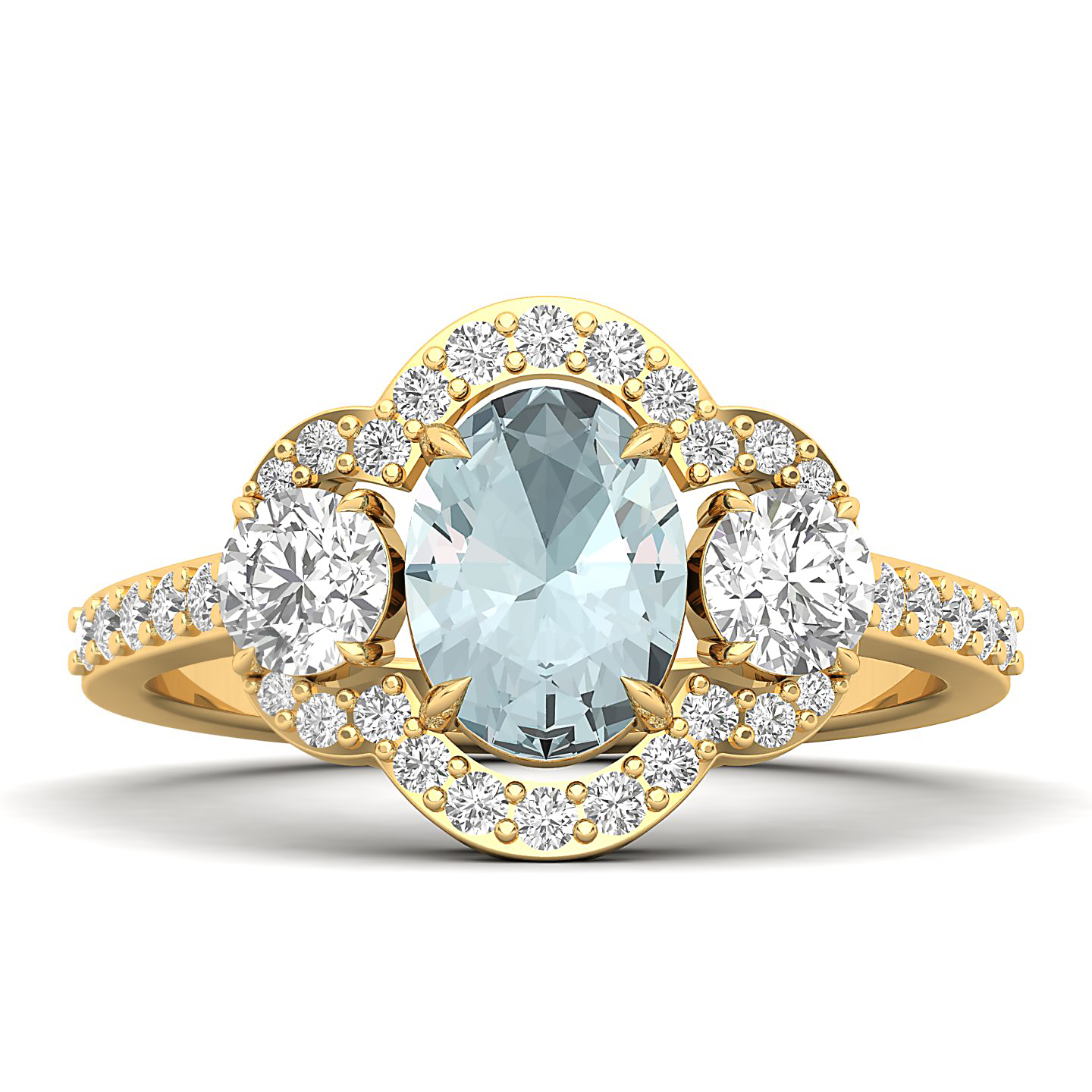 The Extravagant Cluster Aquamarine Ring