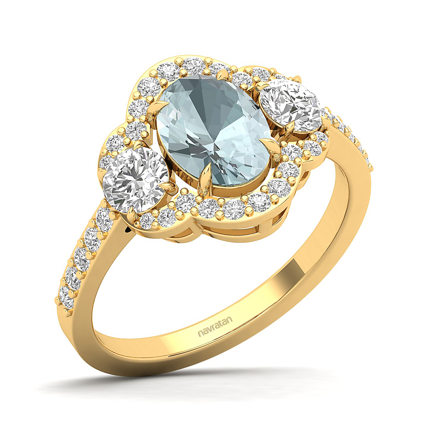 The Extravagant Cluster Aquamarine Ring