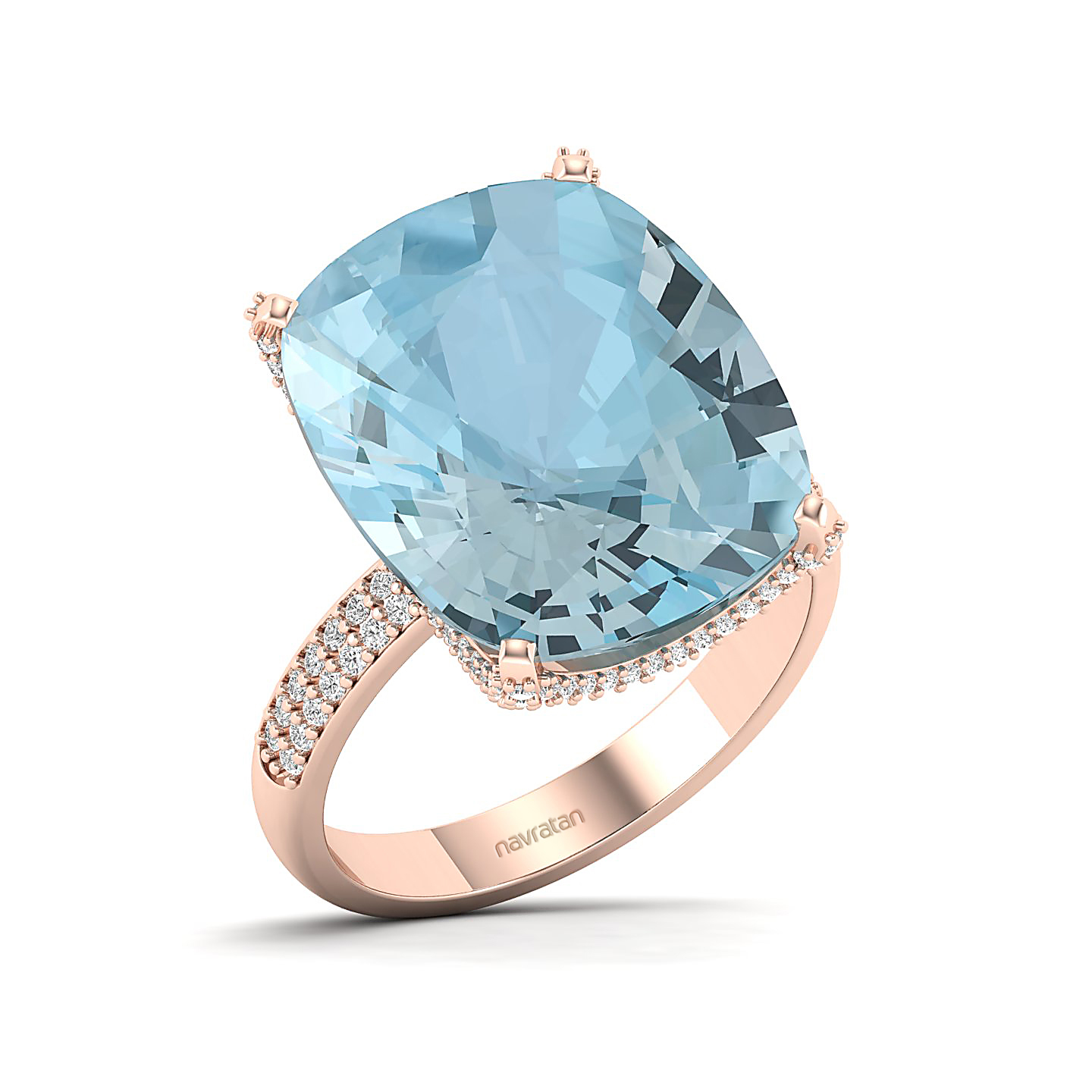 The Fiery Single Stone Aquamarine Ring