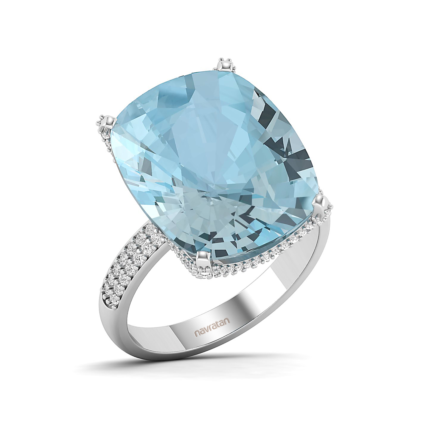 The Fiery Single Stone Aquamarine Ring
