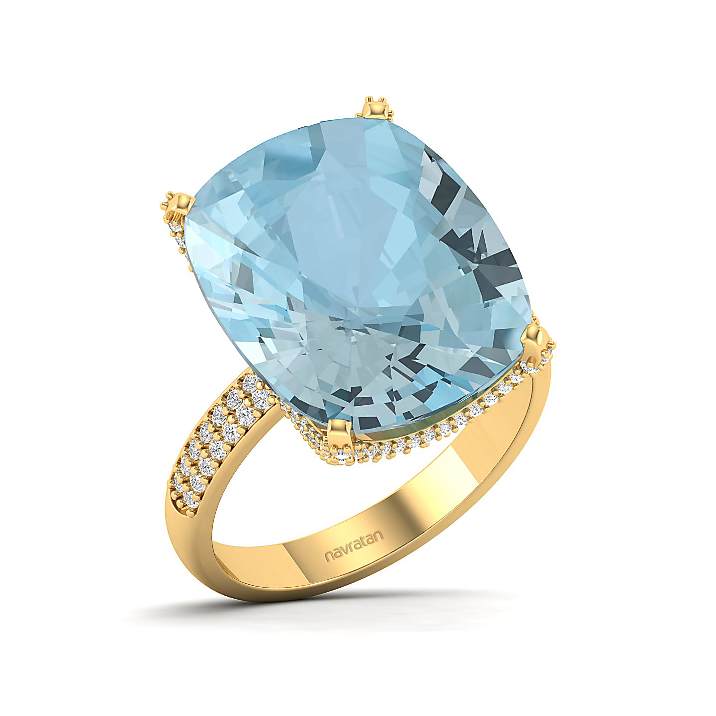 The Fiery Single Stone Aquamarine Ring